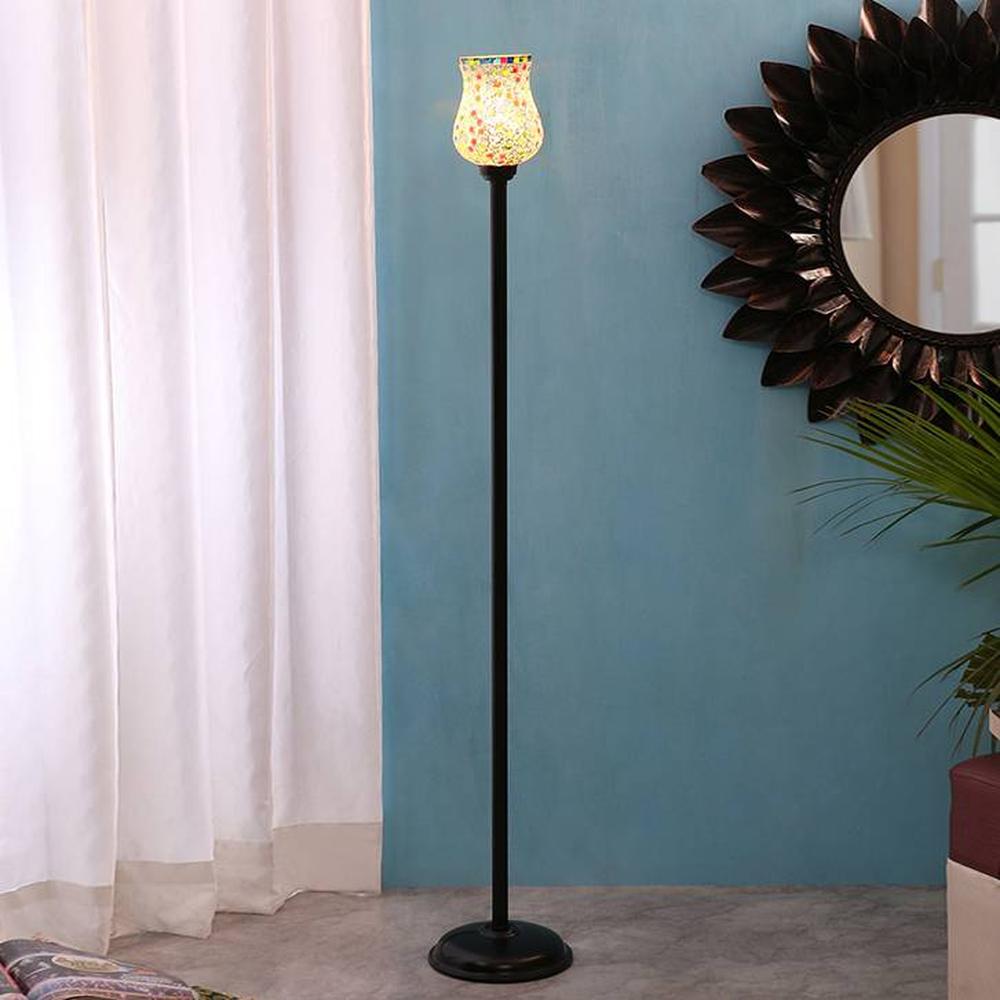 Creed Black Glass Shade Floor Lamp
