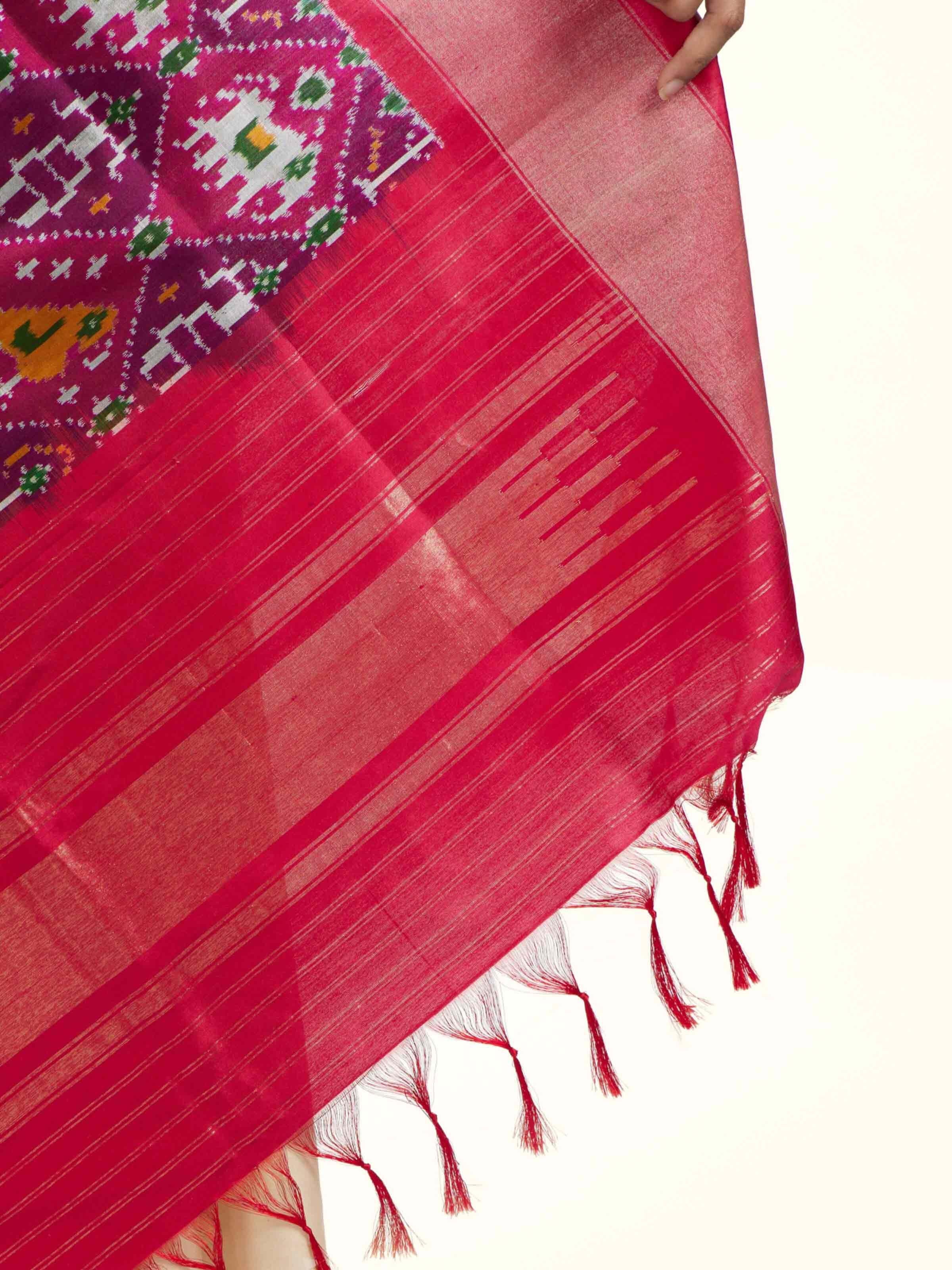 Purple Silk Pochampally Weft Ikat Dupatta