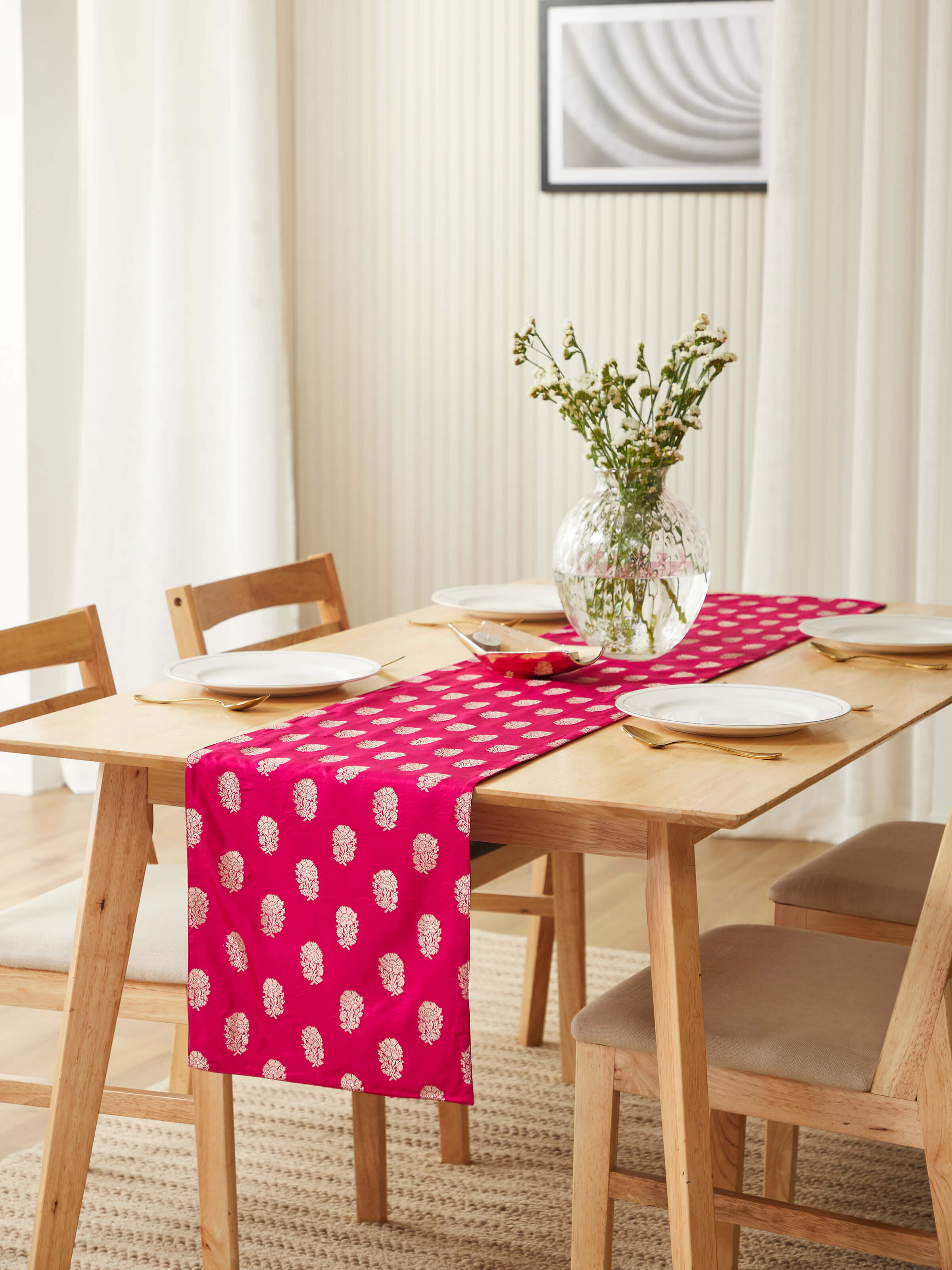 Avasa Rani Buti Silk Banarasi Brocade Handloom Table Runner