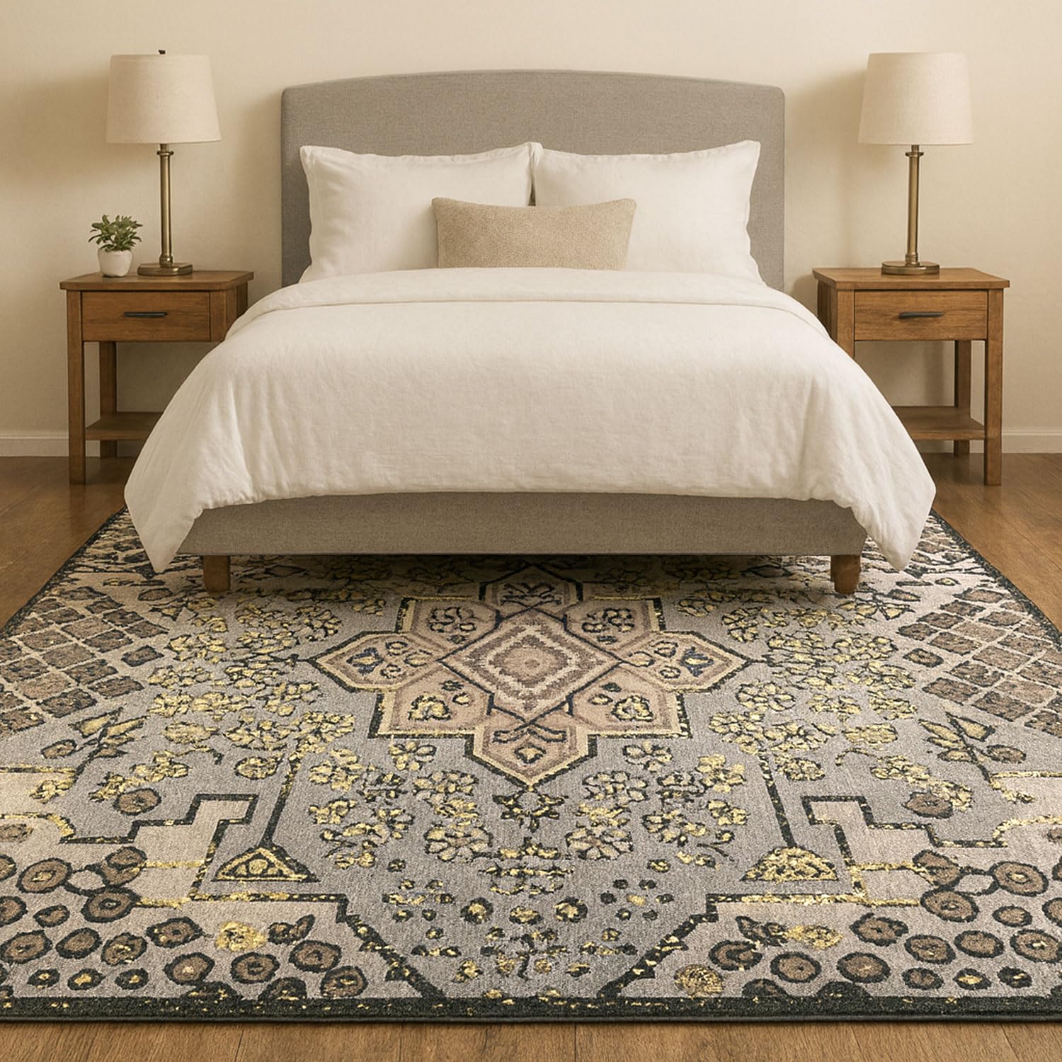 Luxe Home Polyester Stone Mosaic Carpet – (5x7 Feet, Multicolor, TPR)