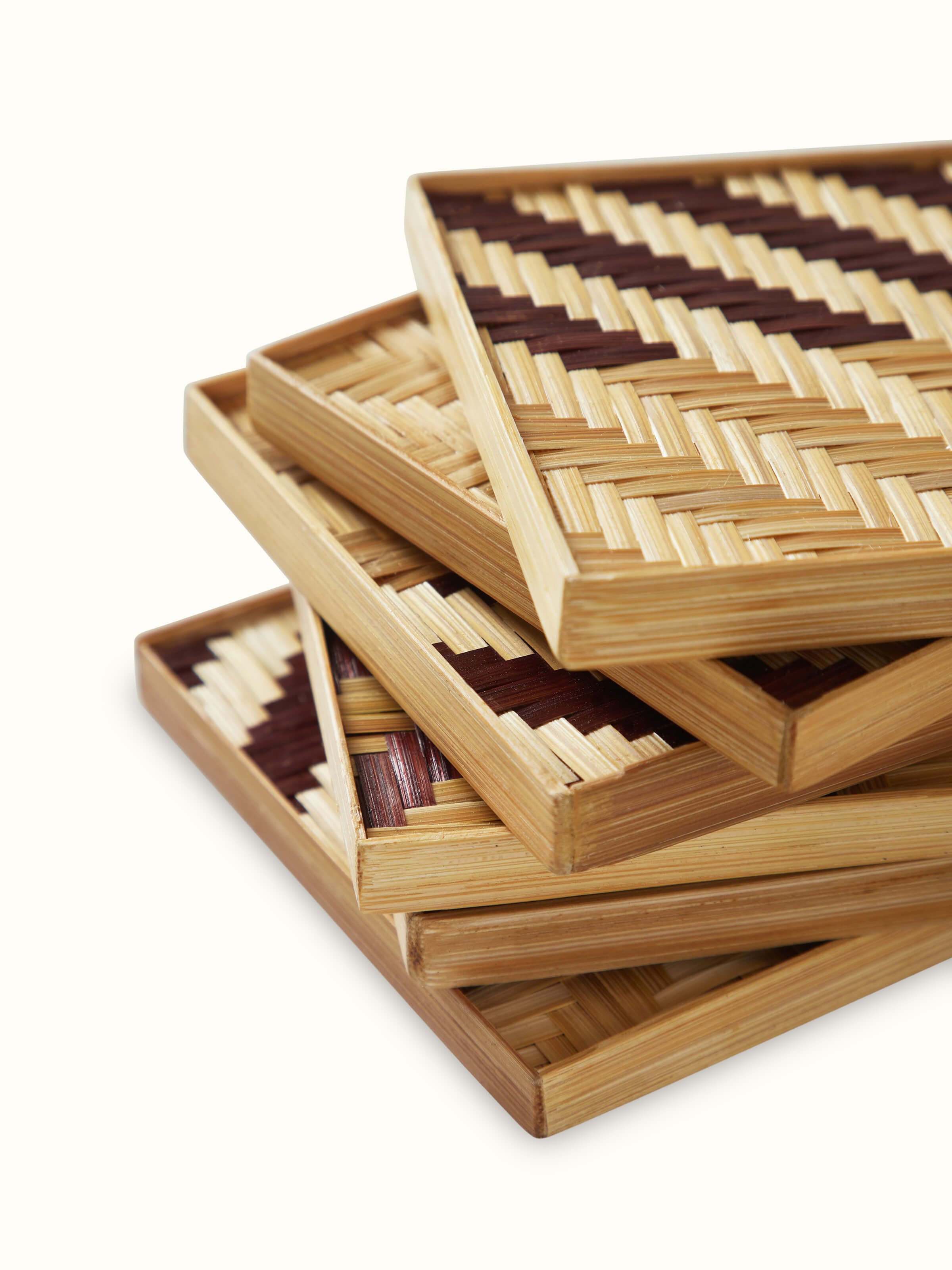 Close-up detail of Naveena bamboo coaster highlighting smooth finish and eco-friendly handwoven craftsmanship.