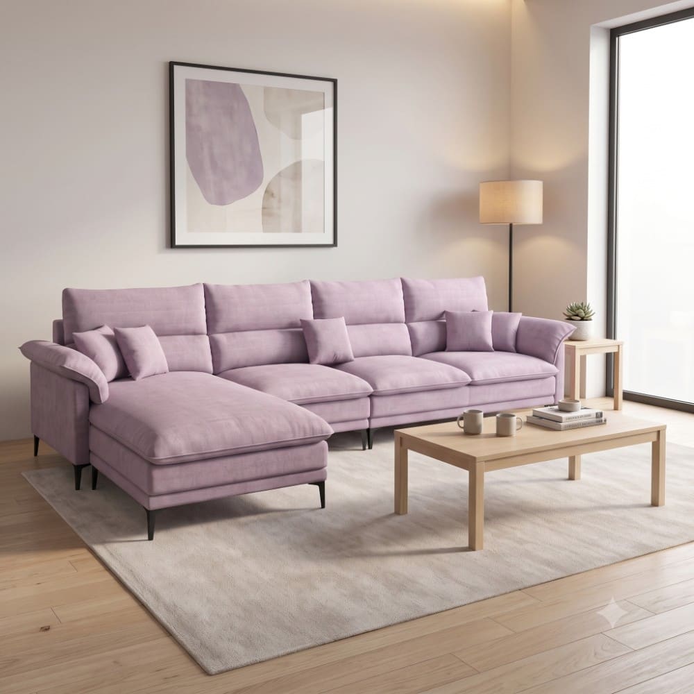 Aurora Sectional Sofa with Left Chaise Lounge Lavender