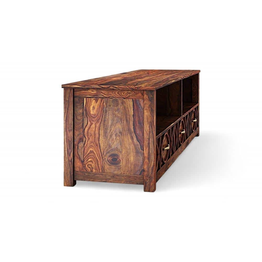 Vintara Sheesham Wood Contemporary TV Entertainment Unit for TV upto 65 inch in TEAK FINISH