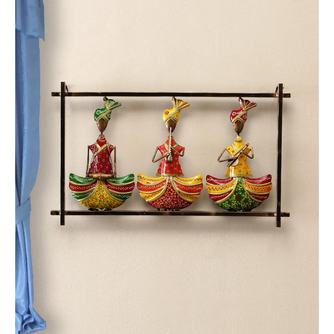 Desert Art Metal Handpainted Three Sardar Wall Hanging Frame in Multicolour - Desert Art