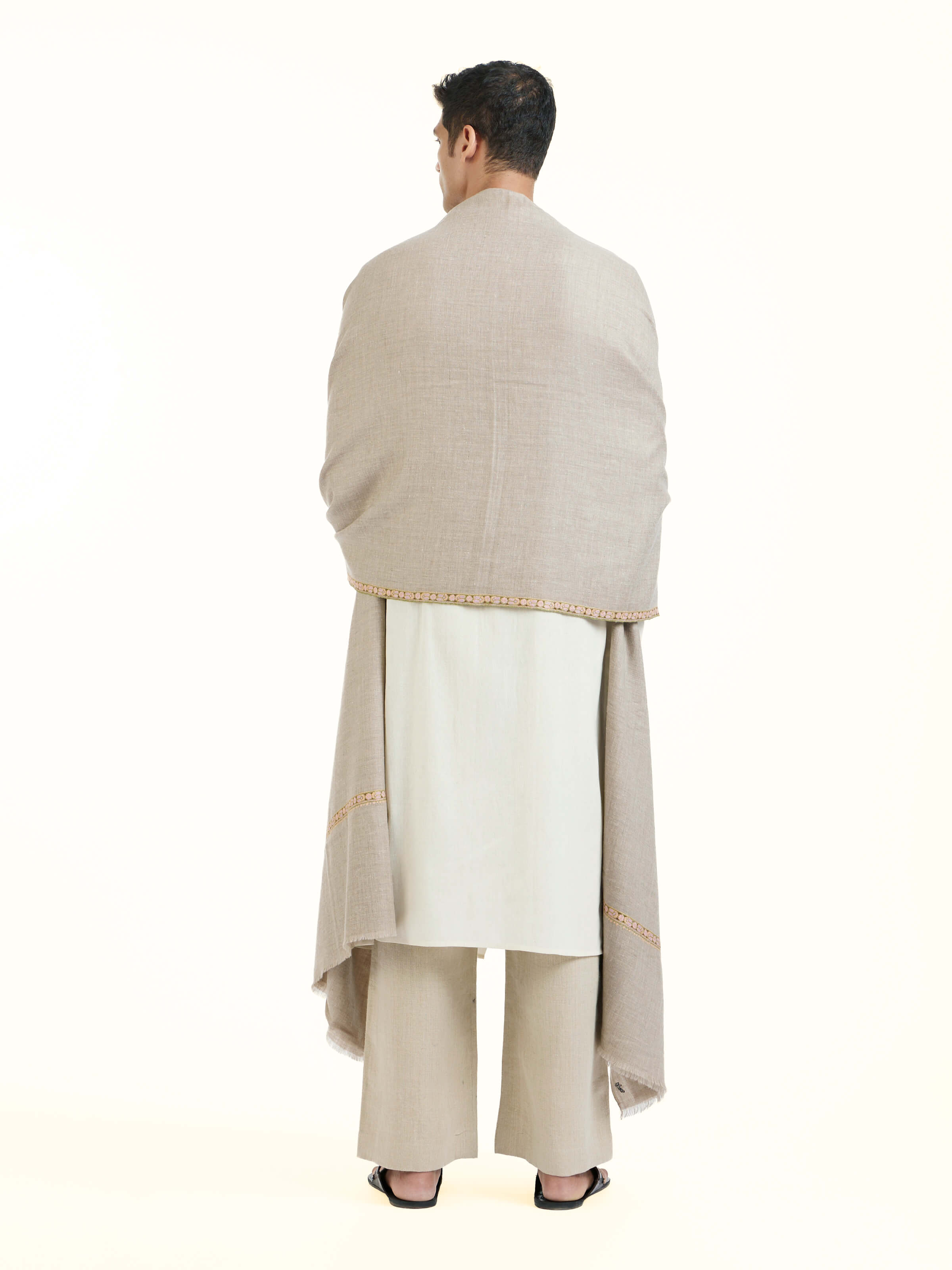 Grey Sozni Hand Embroidered Shawl