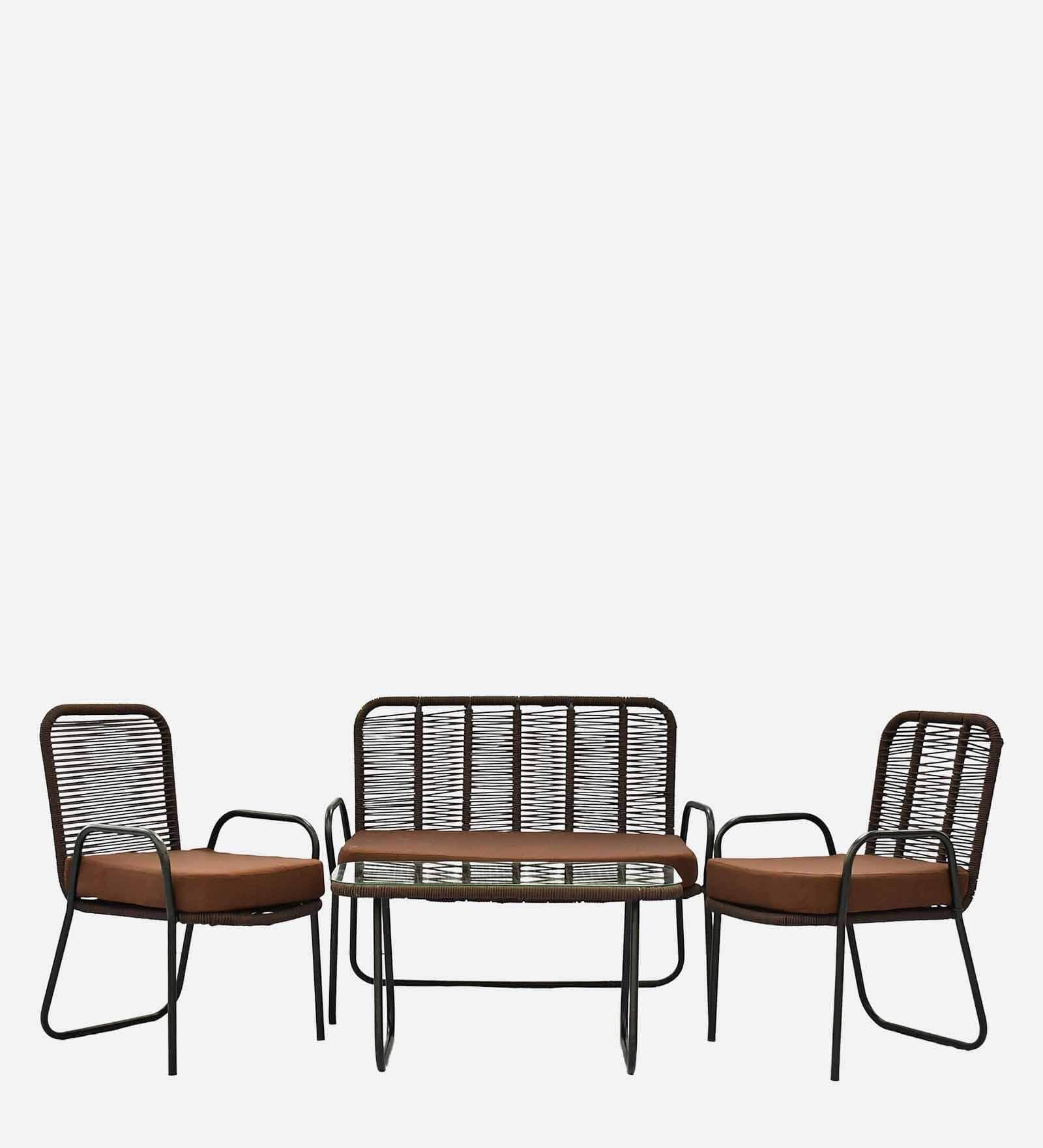 Madrid 2+1+1 Seater Rope Sofa Set in Brown Finish