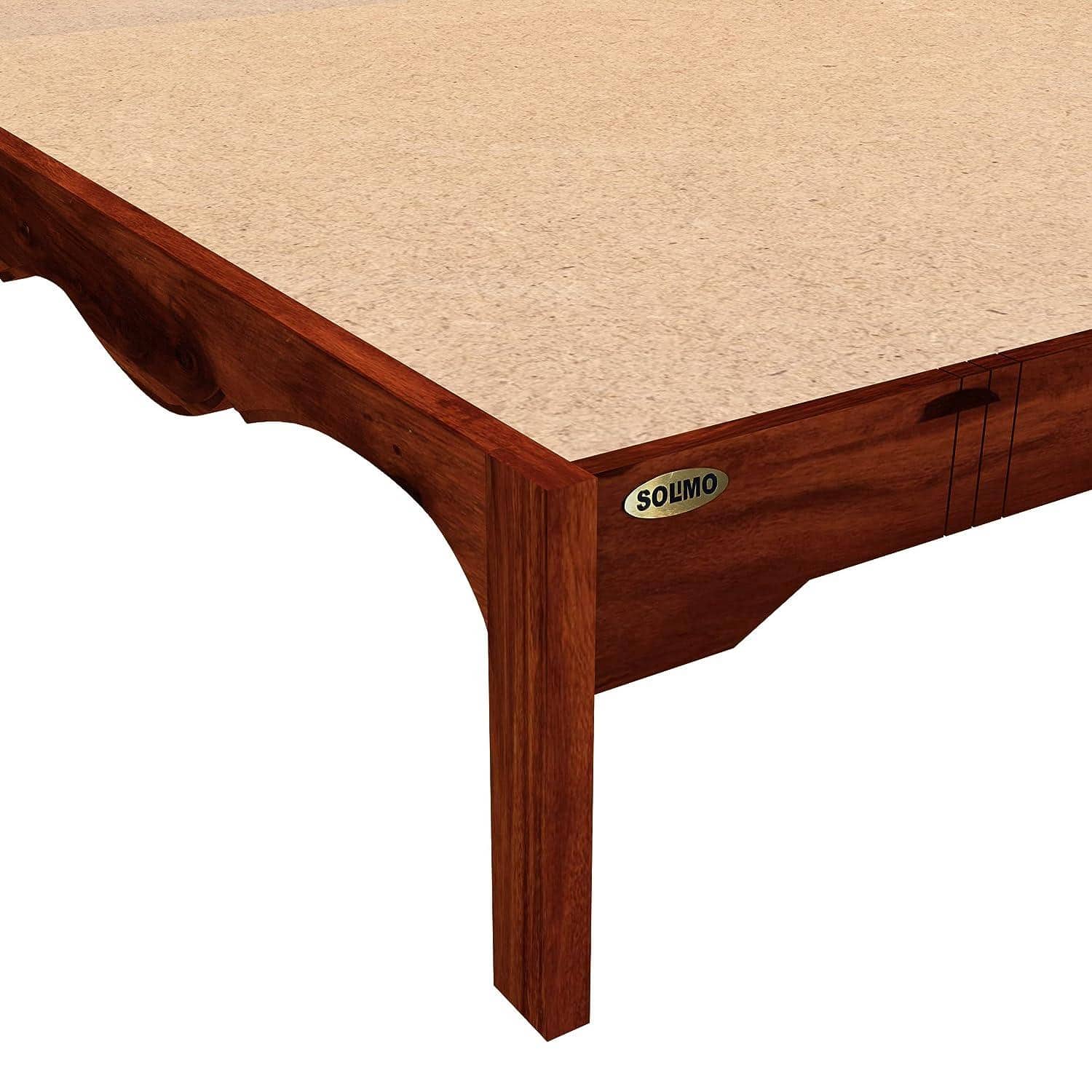 Isabella Solid Wood King Size Non Storage Bed In Honey Oak Finish