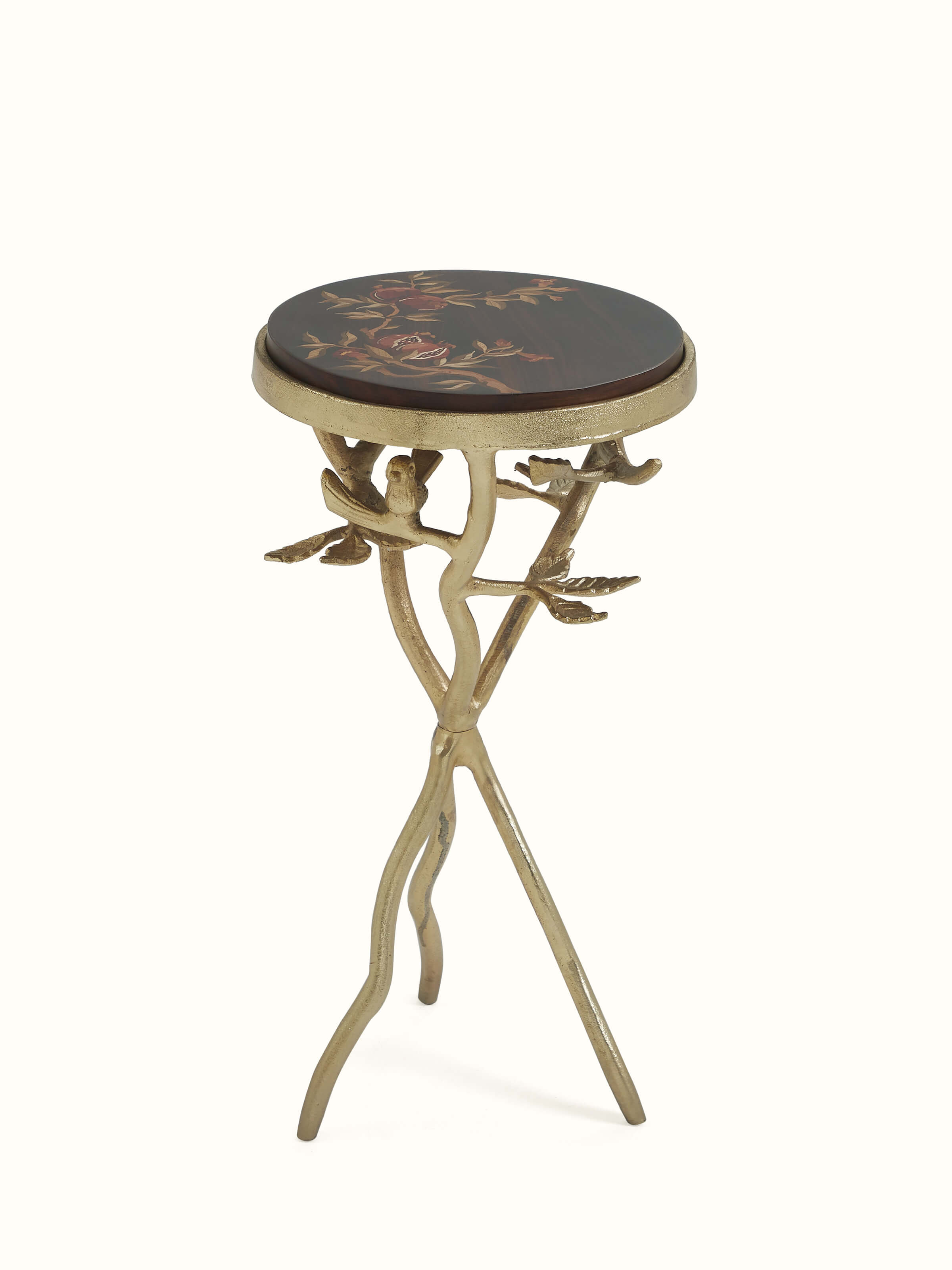 Front view of Mysore Rosewood Inlay End & Side Table showcasing the fine inlay work and rich rosewood finish.
