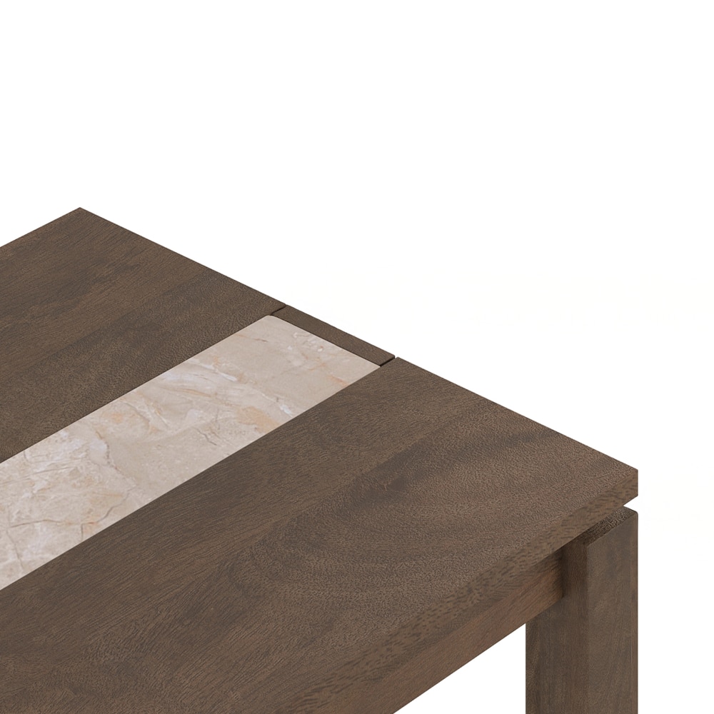 Atlas Crest Storage Solid Wood 4 Seater Dining Table In Danish Walnut Finish