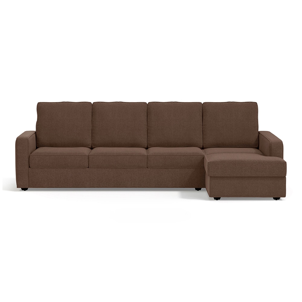 Apollo Compact Sofa (Colour : Daschund Brown, Cushion : Hard, Back Type : High Back, Seating Capacity : Right Aligned 3 Seater + Right Aligned Chaise + Ottoman)