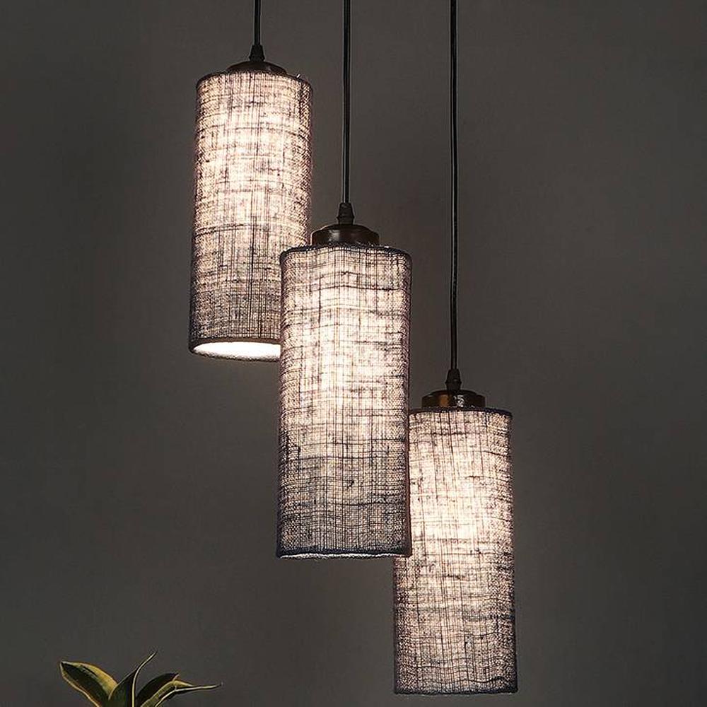 Conner Blue Natural Fiber Cluster Hanging Light