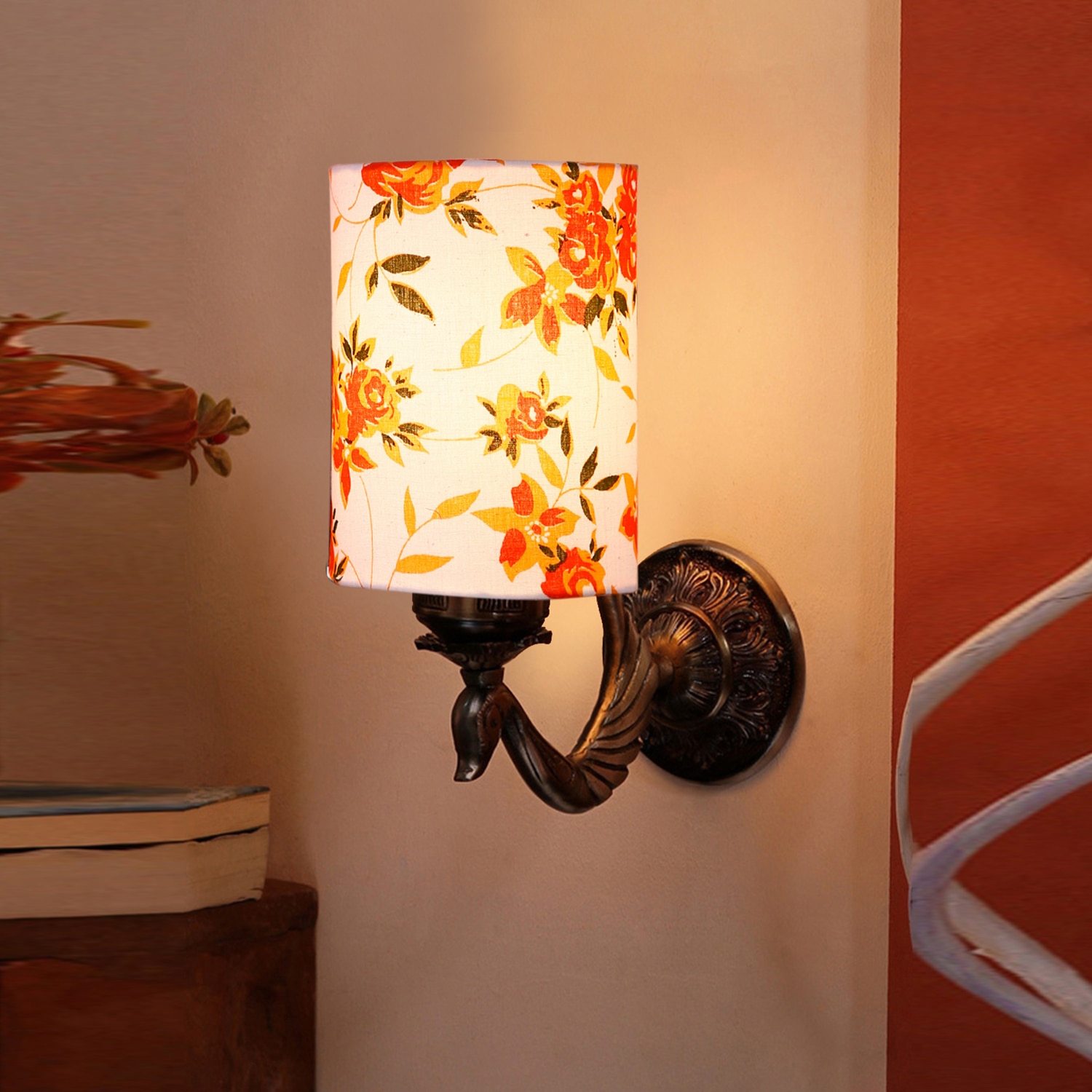 Devansh Metal Electric Wall Light in Antique Gold Colour with Multi Shade Count of 1 Light - Devansh