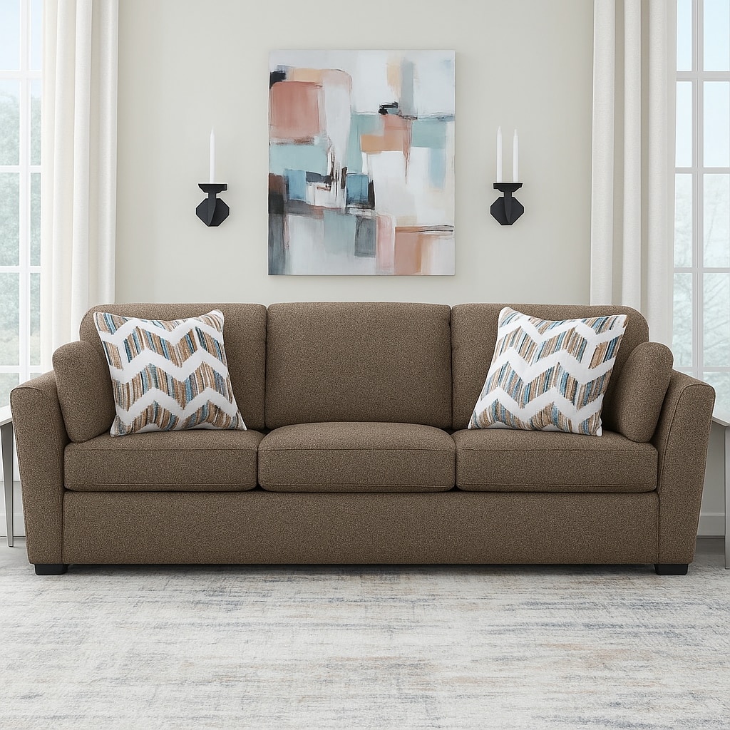 Sehran 3 Seater Sofa In Fabric Brown Color
