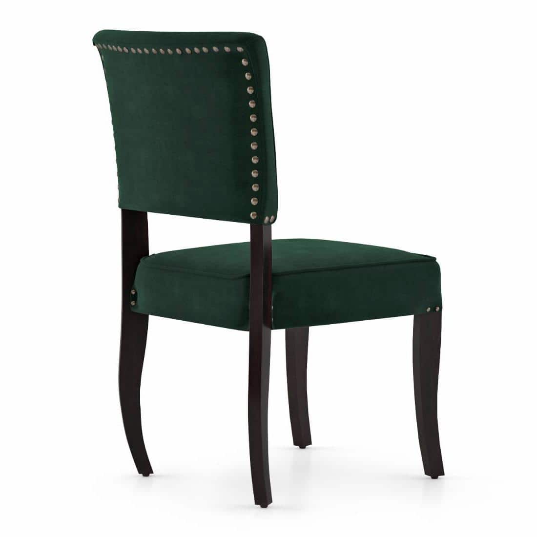Aavya Solid Wood Dining Chair Set Of 1 In Mahogany Finish & Dark Green Colour