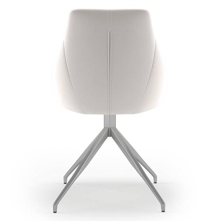 Caribu 4 To 6 Extendable Dining Table With Set Of 4 Doris Swivel Accent Chairs (Colour- White Leatherette, Finish- White Marble High Gloss)