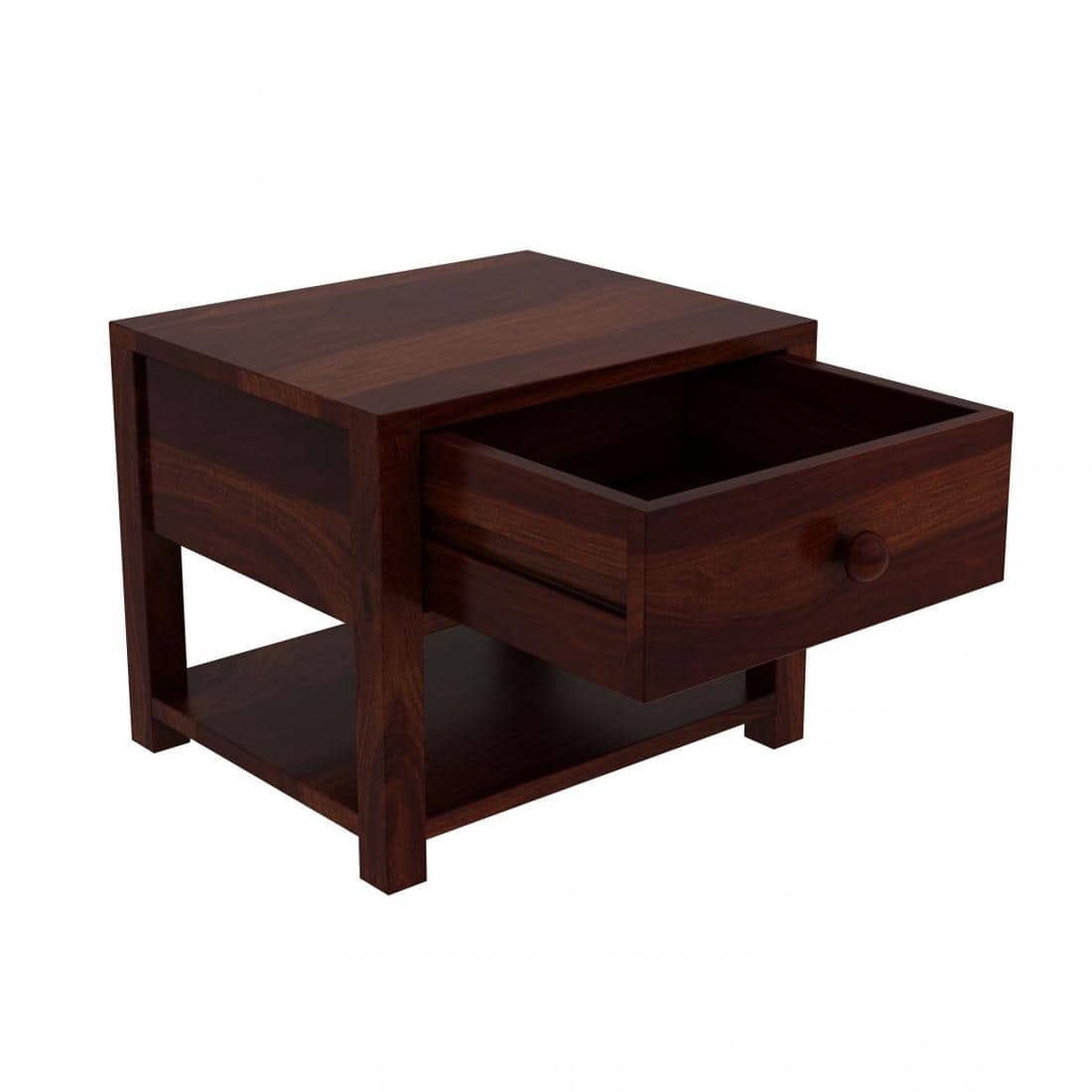 Chinku Solid Wood Bedside Table in Teak Finish