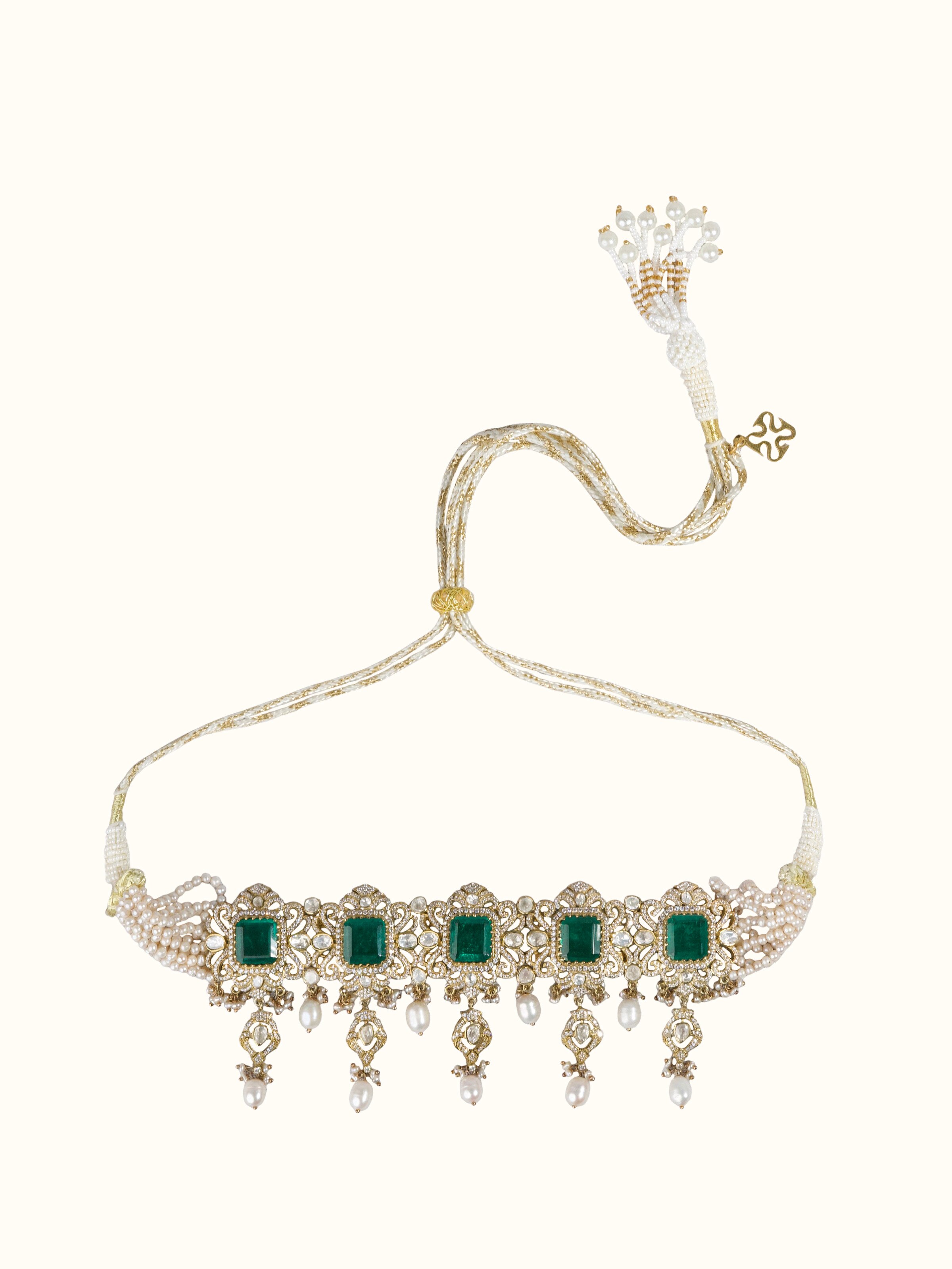 Front view of Silver Smithing Choker Necklace