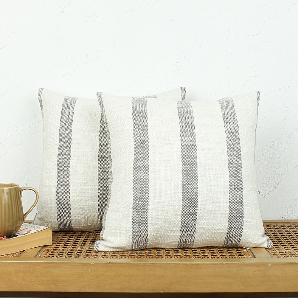 Block Set Of 2 Cushion Cover With Grey Colour