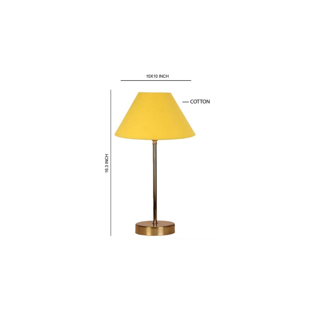 Yellow cotton with Metal Gold Table Lamp