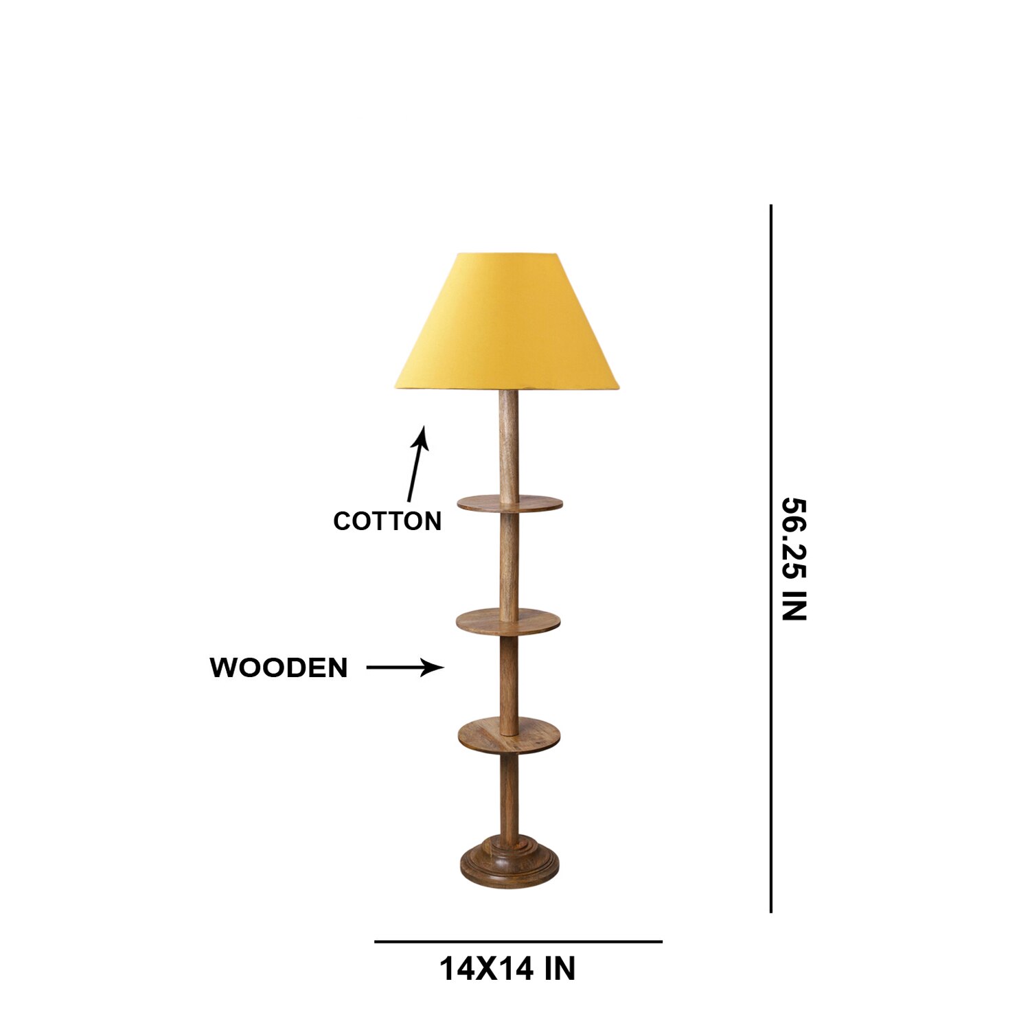 Devansh Shelf Wooden Floor Lamp