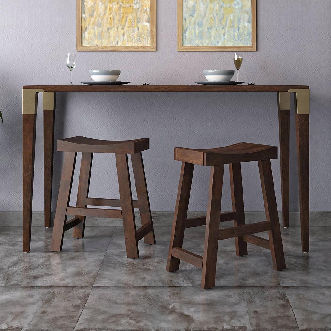 Tillman Solid Wood Bar Stool in Mango Walnut Finish