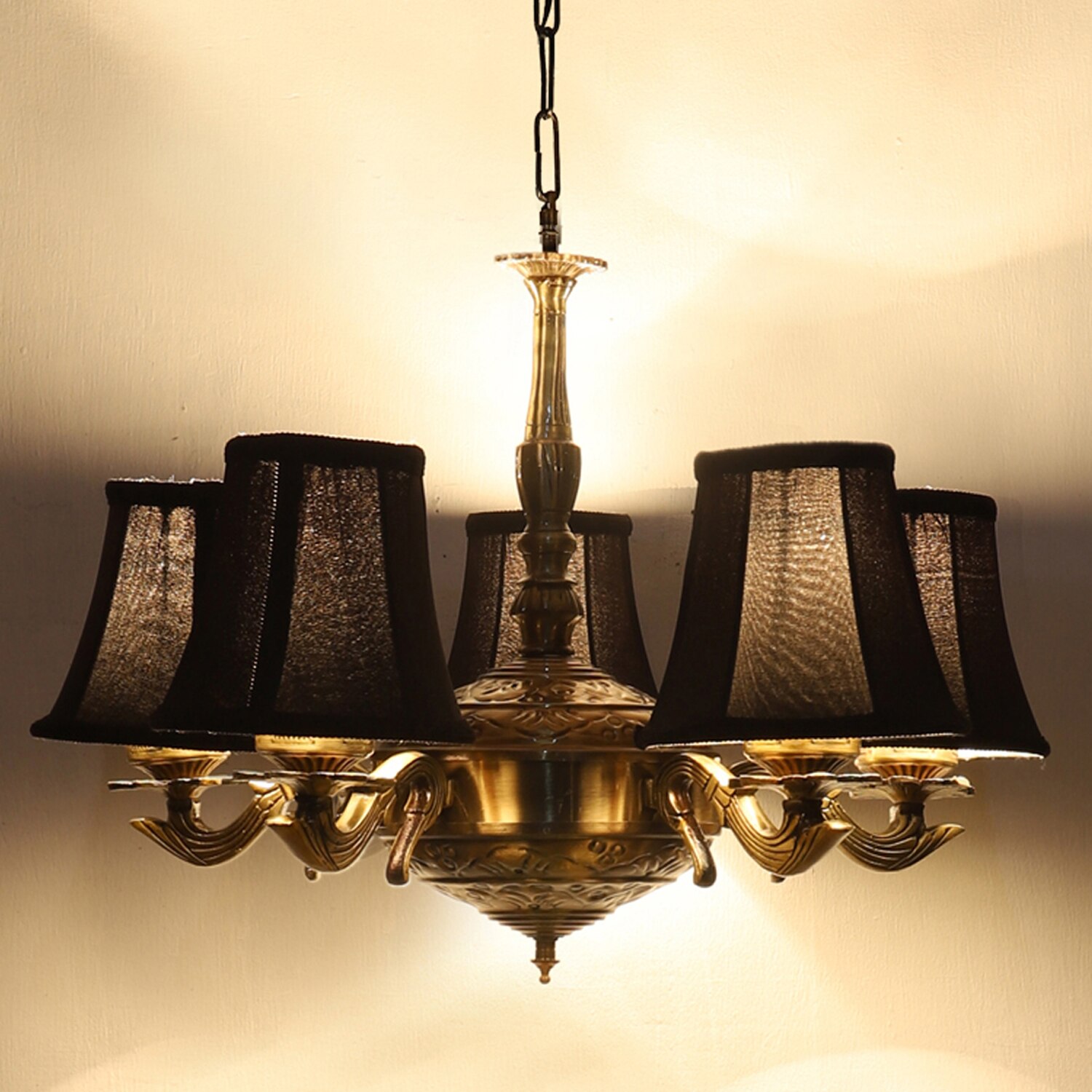 Devansh Gold Wall Mounted Lamp With Black Cotton Shade