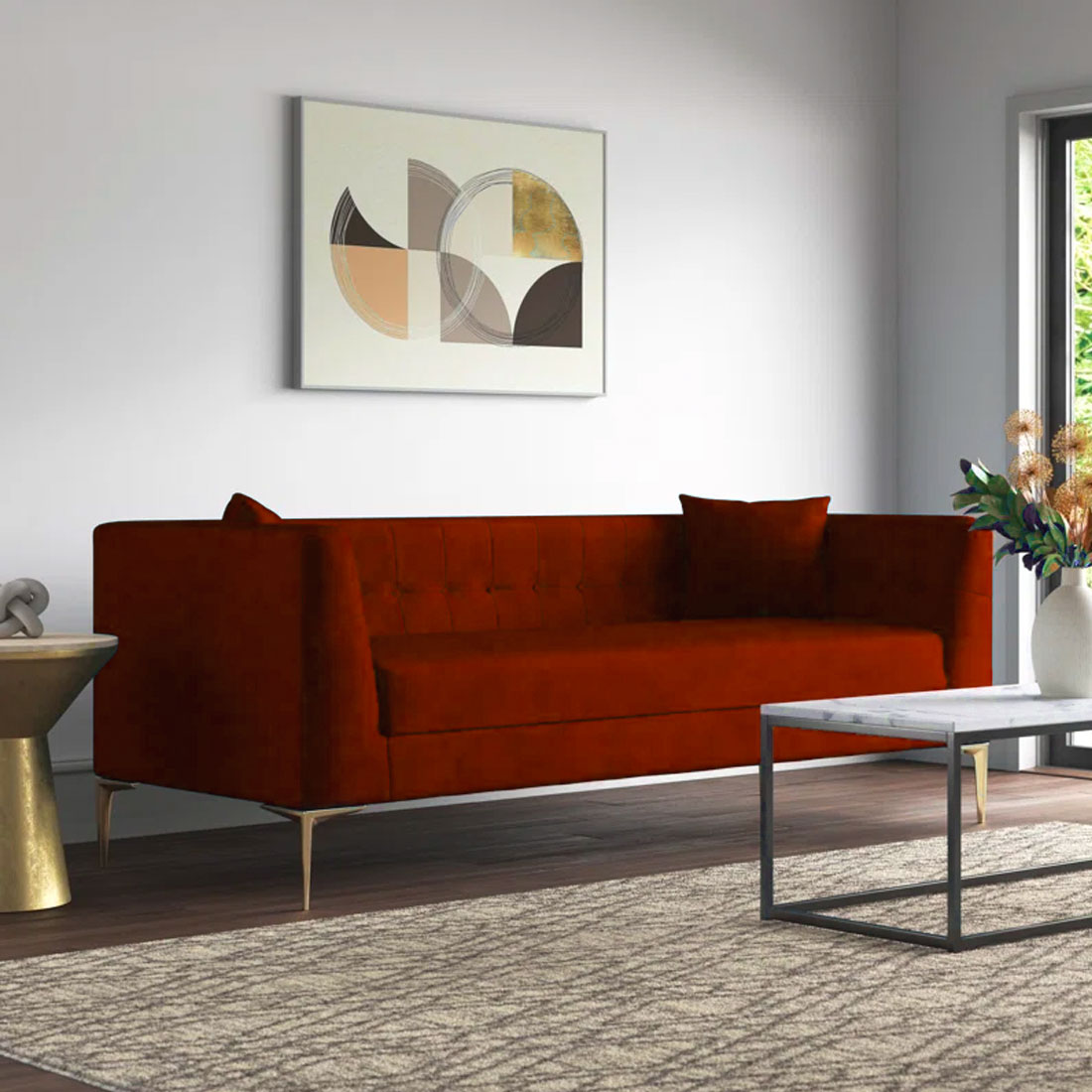 Alpha Fabric Sofa - Red