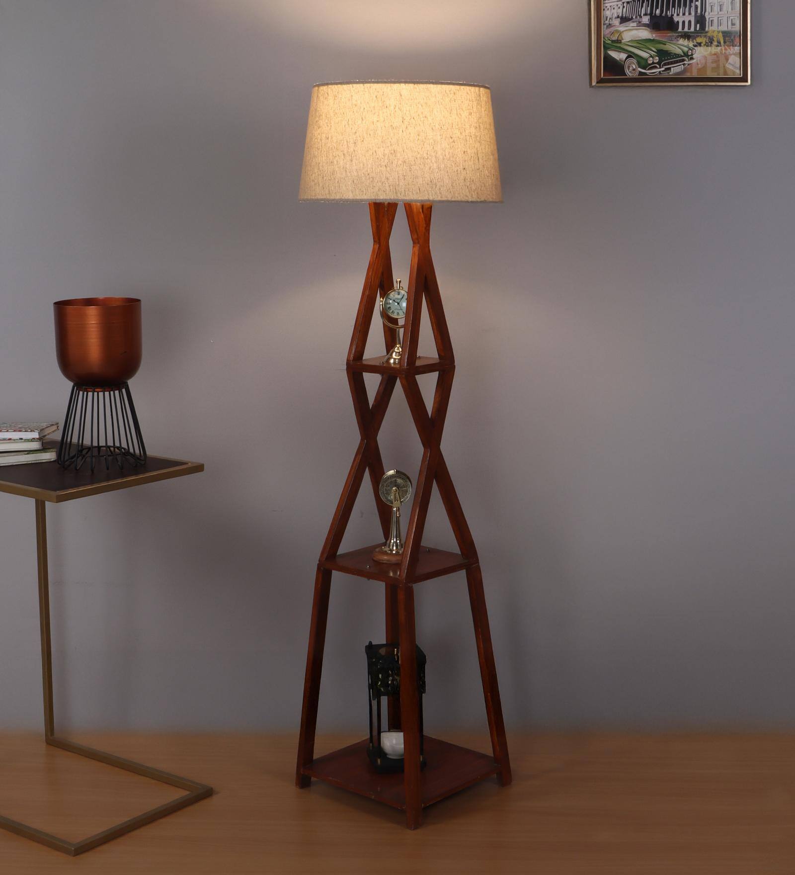 XX Shefl Floor Lamp in Beige Shade