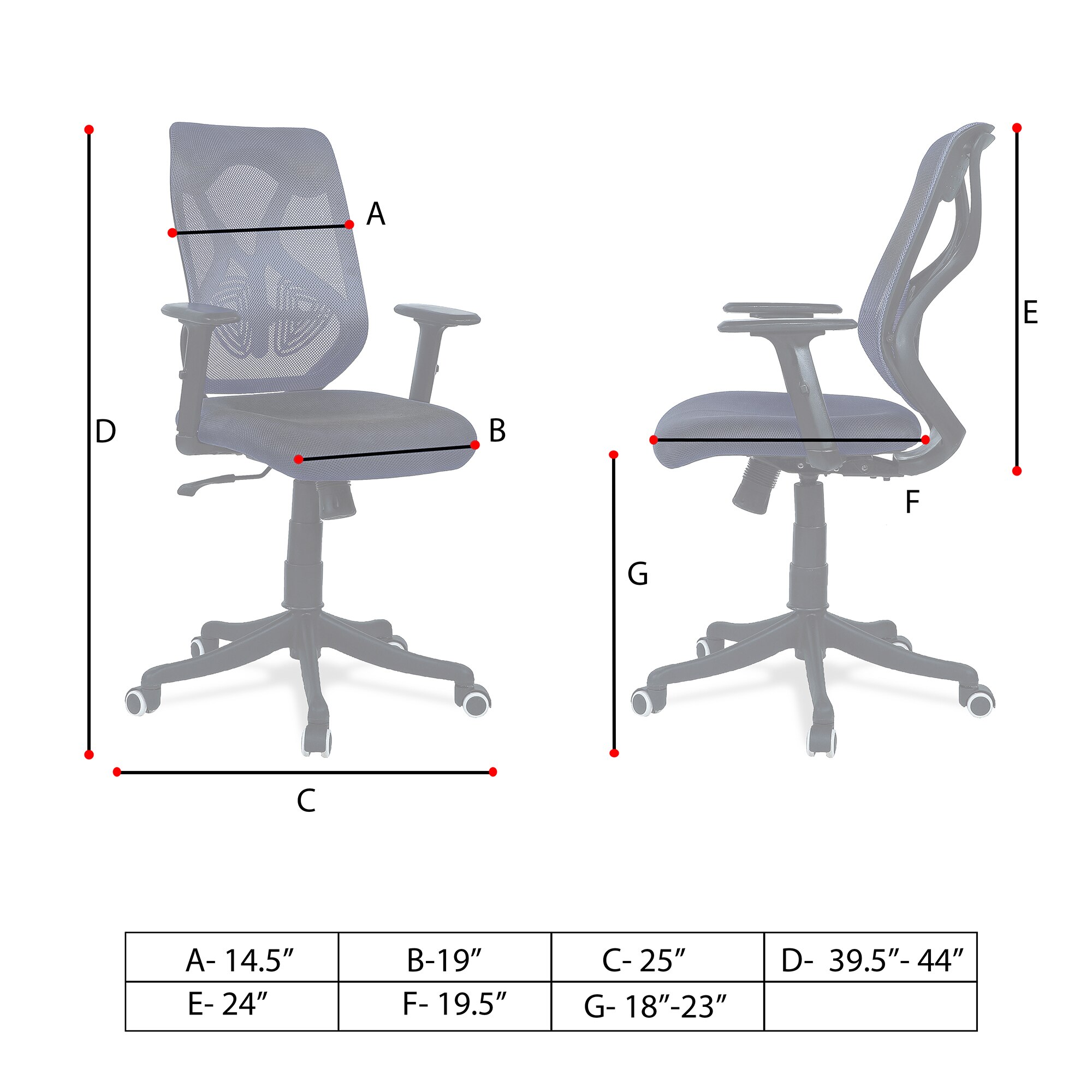 Zeeazyana Mid Back Ergonomic Chair in Black Colour