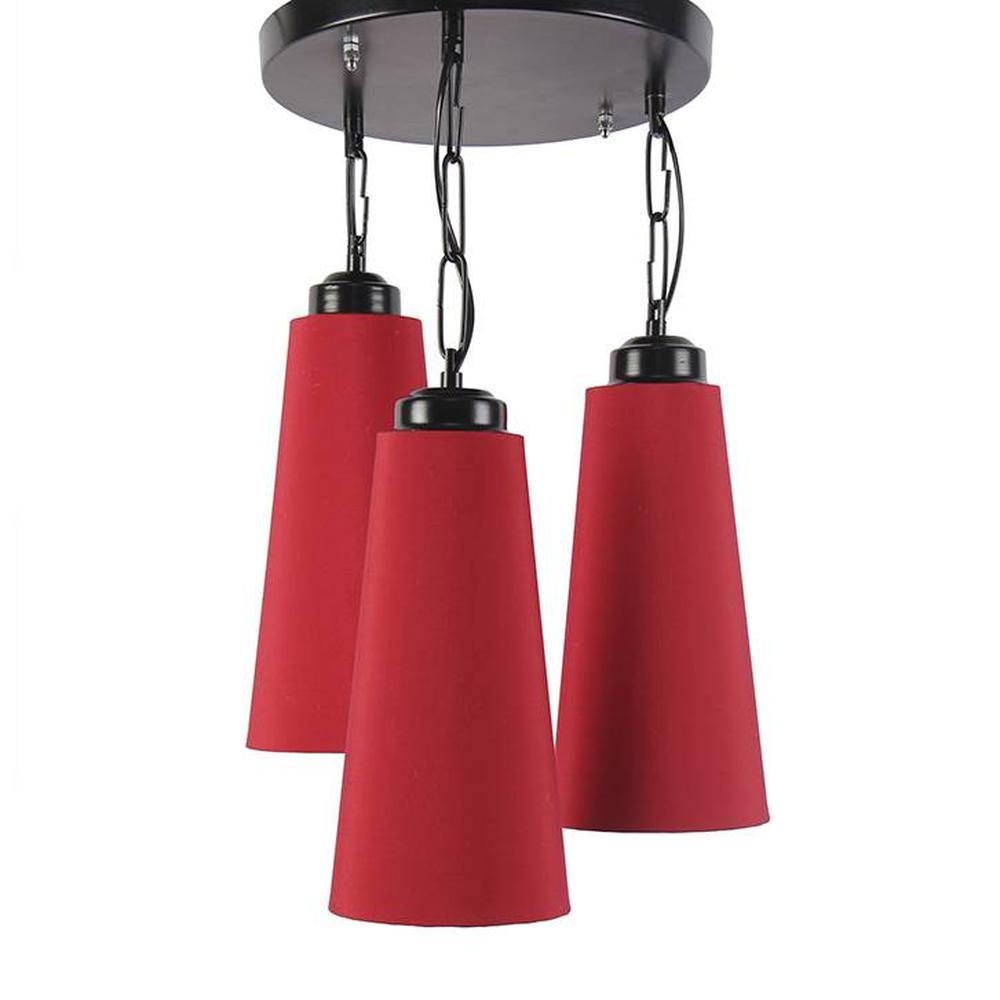 Ridge Red Fabric Cluster Hanging Light