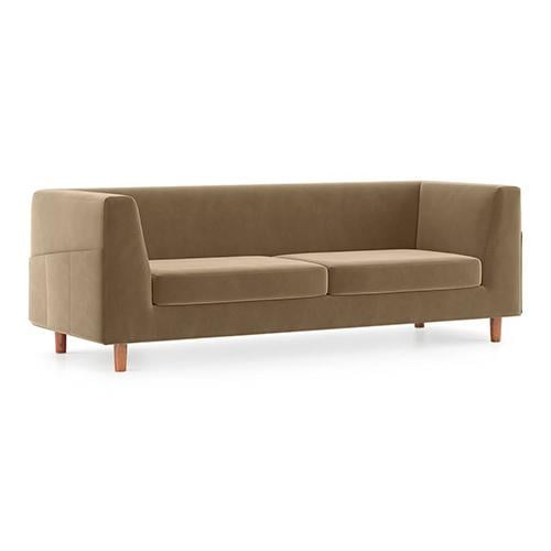 Rubik Luxe 3 Seater Fabric Sofa in Fawn Velvet Colour