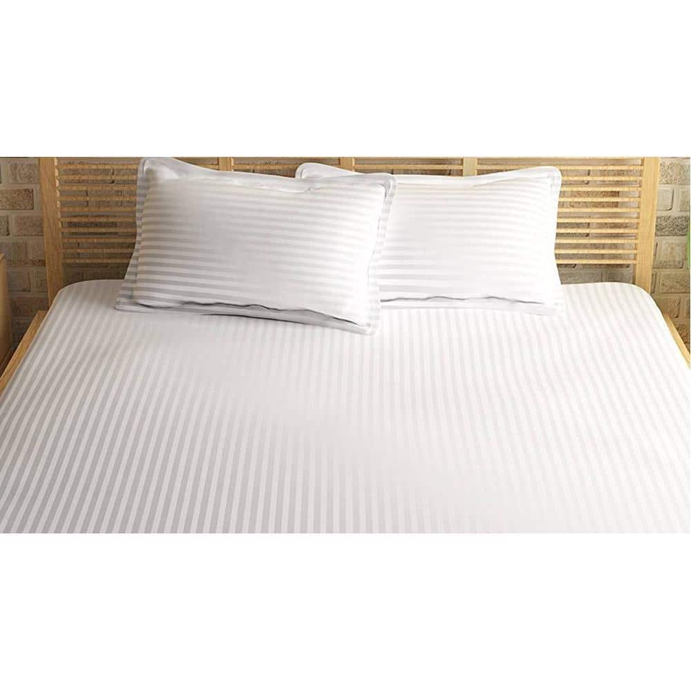 Adem White Absract 210 TC Cotton Double Size Bedsheet with 2 Pillow Covers