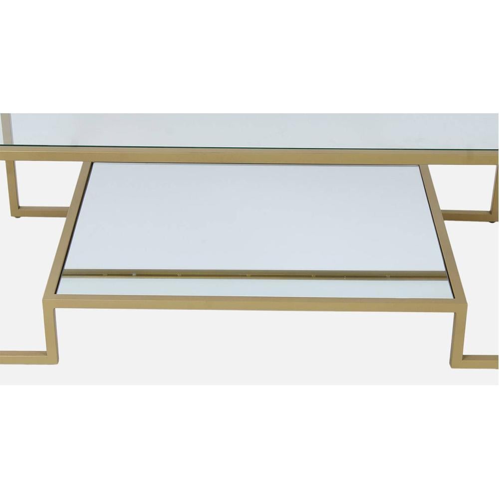 Bridgeview Glass Coffee Table In Gold Finish