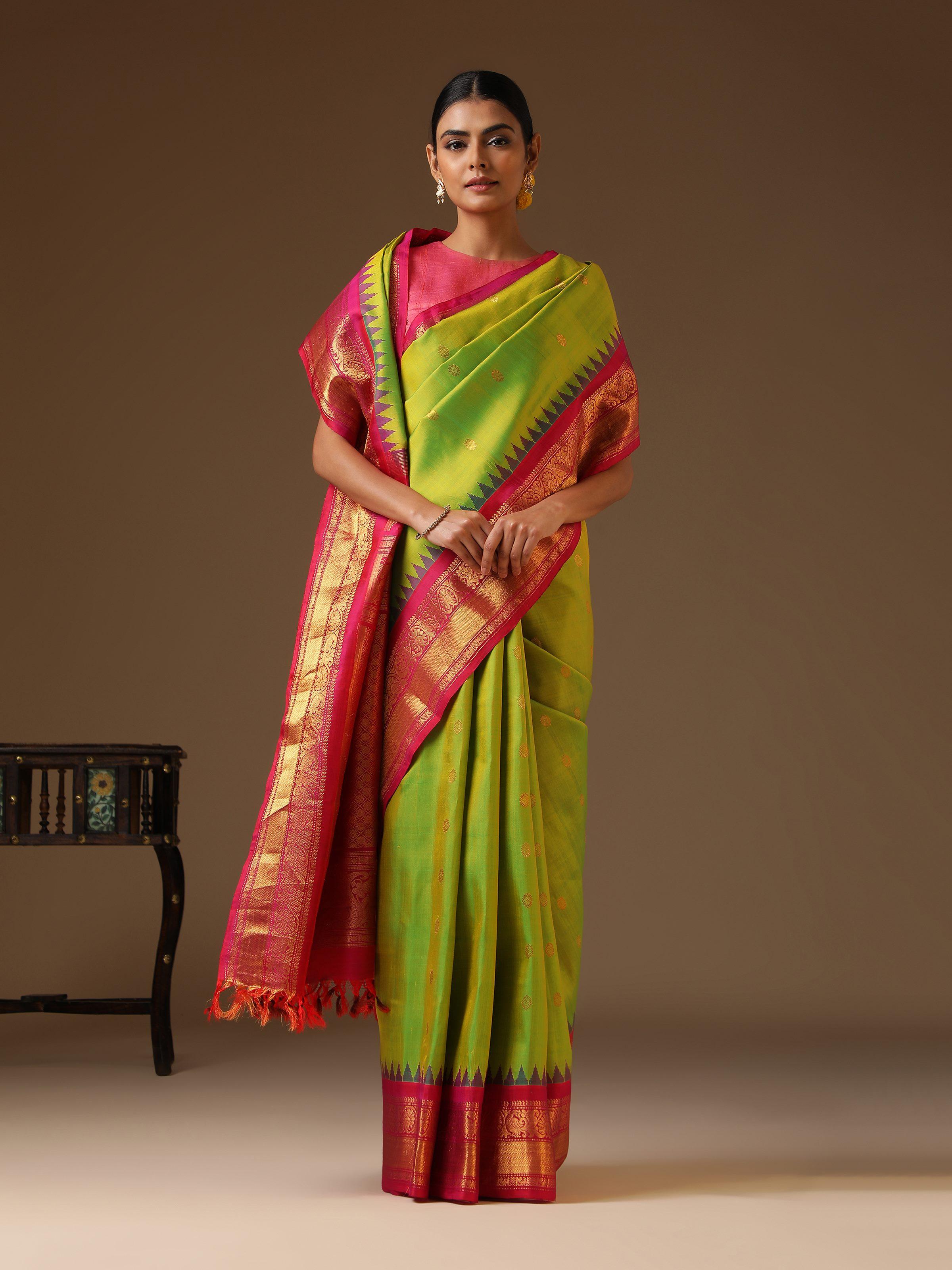 Green Silk Gadwal Saree