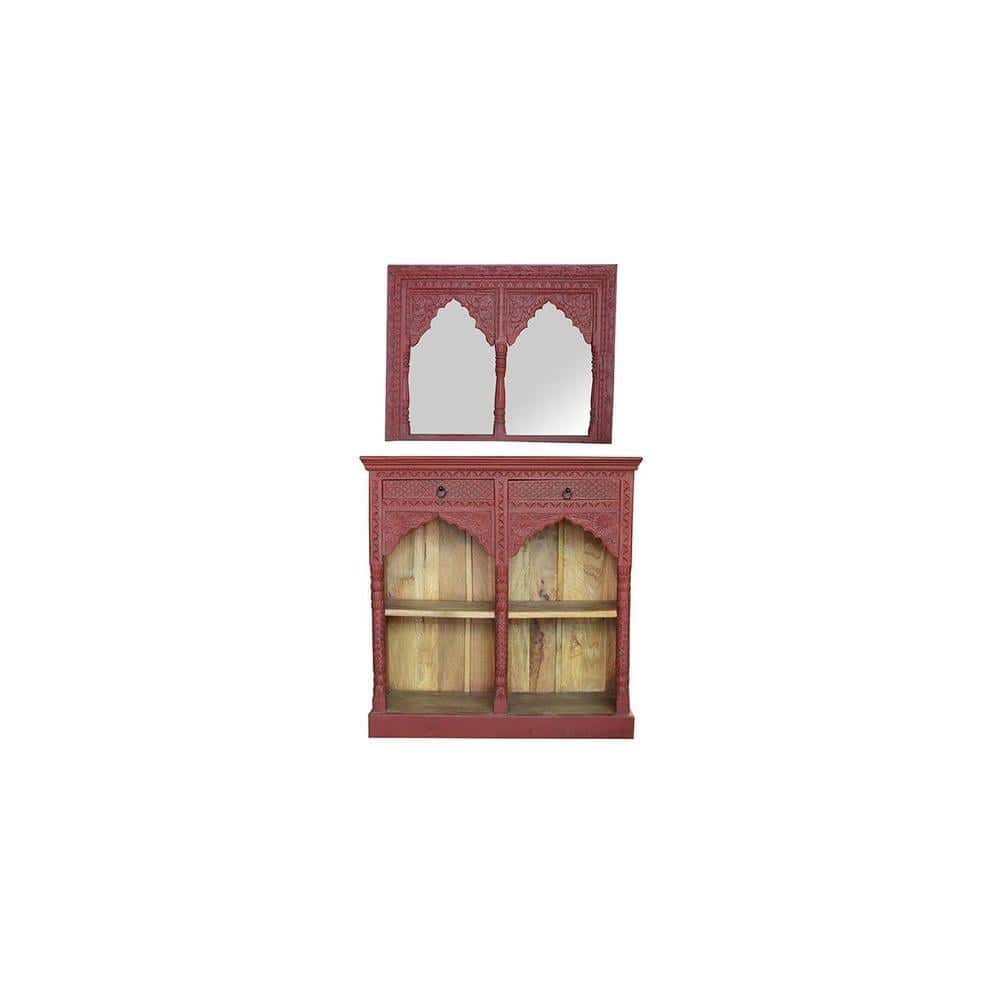 Casventa Solid Wood Bookshelf In Red Wine Finish