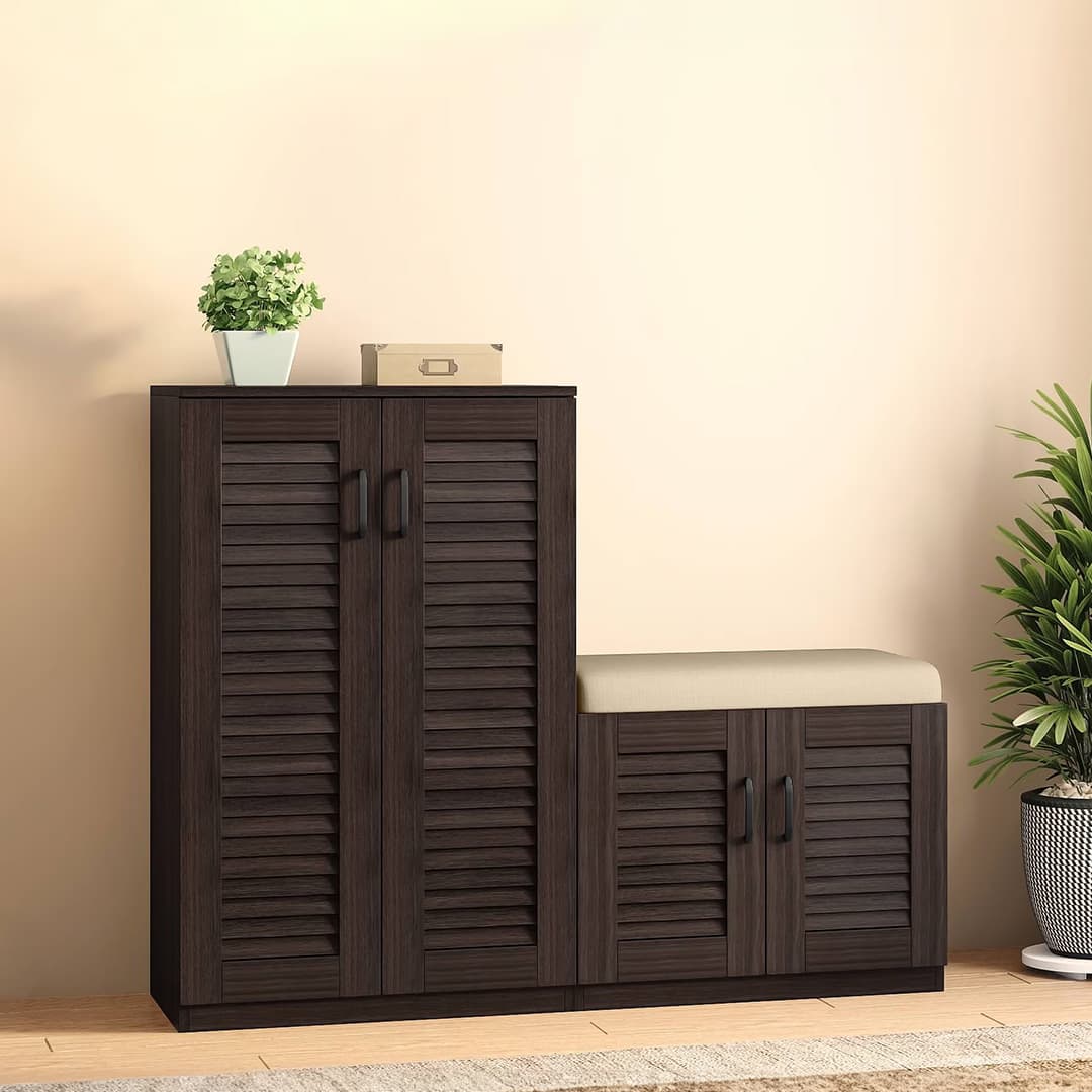 Bennis 25 Pair Shoe Rack in Dark Walnut Finish