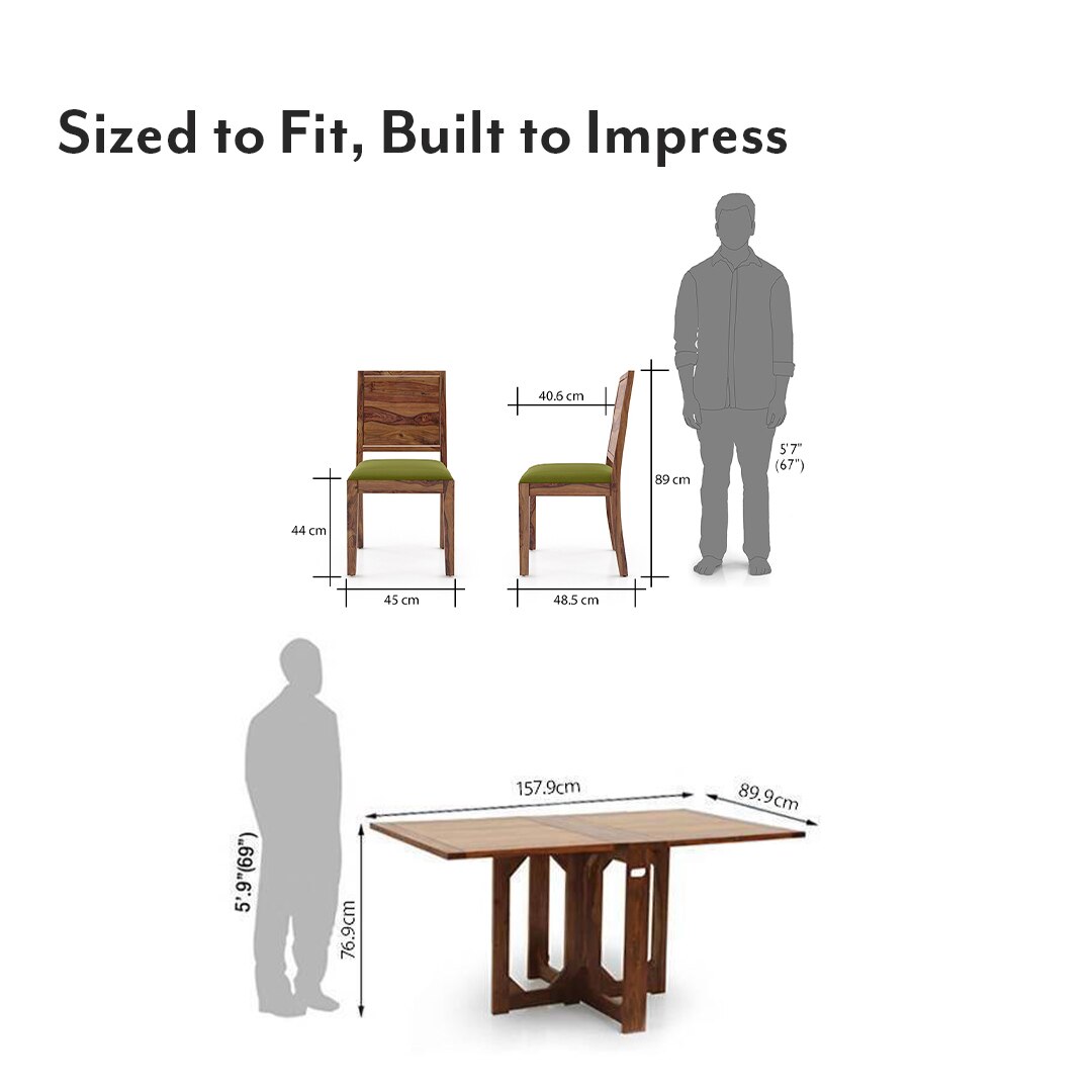Danton Oribi Solid Wood 6 Seater Dining Table With Set Of 6 Chairs