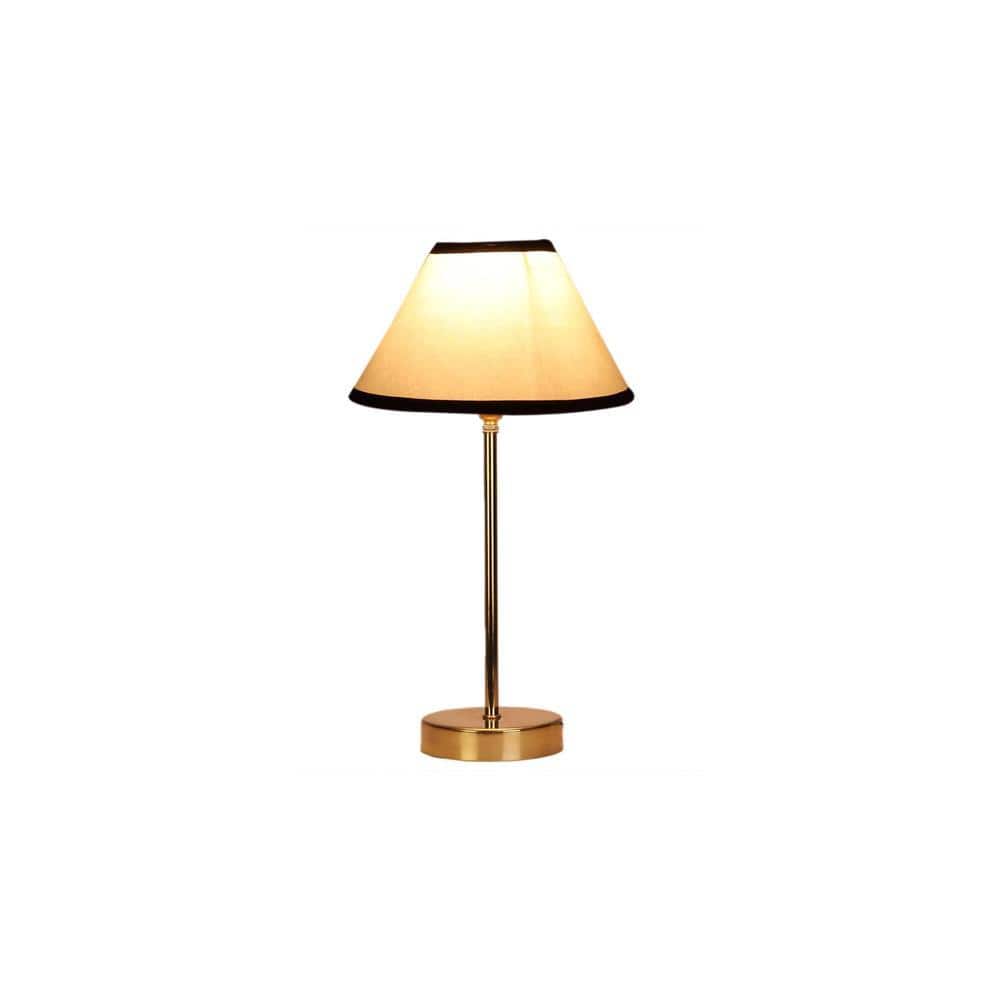 White & Black cotton with Metal Gold Table Lamp