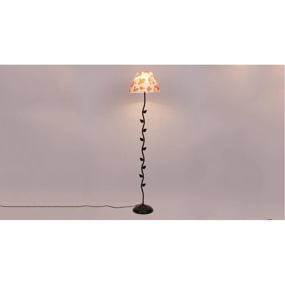 Leonara Multicolour Fabric Floor Lamp with Black Iron Base