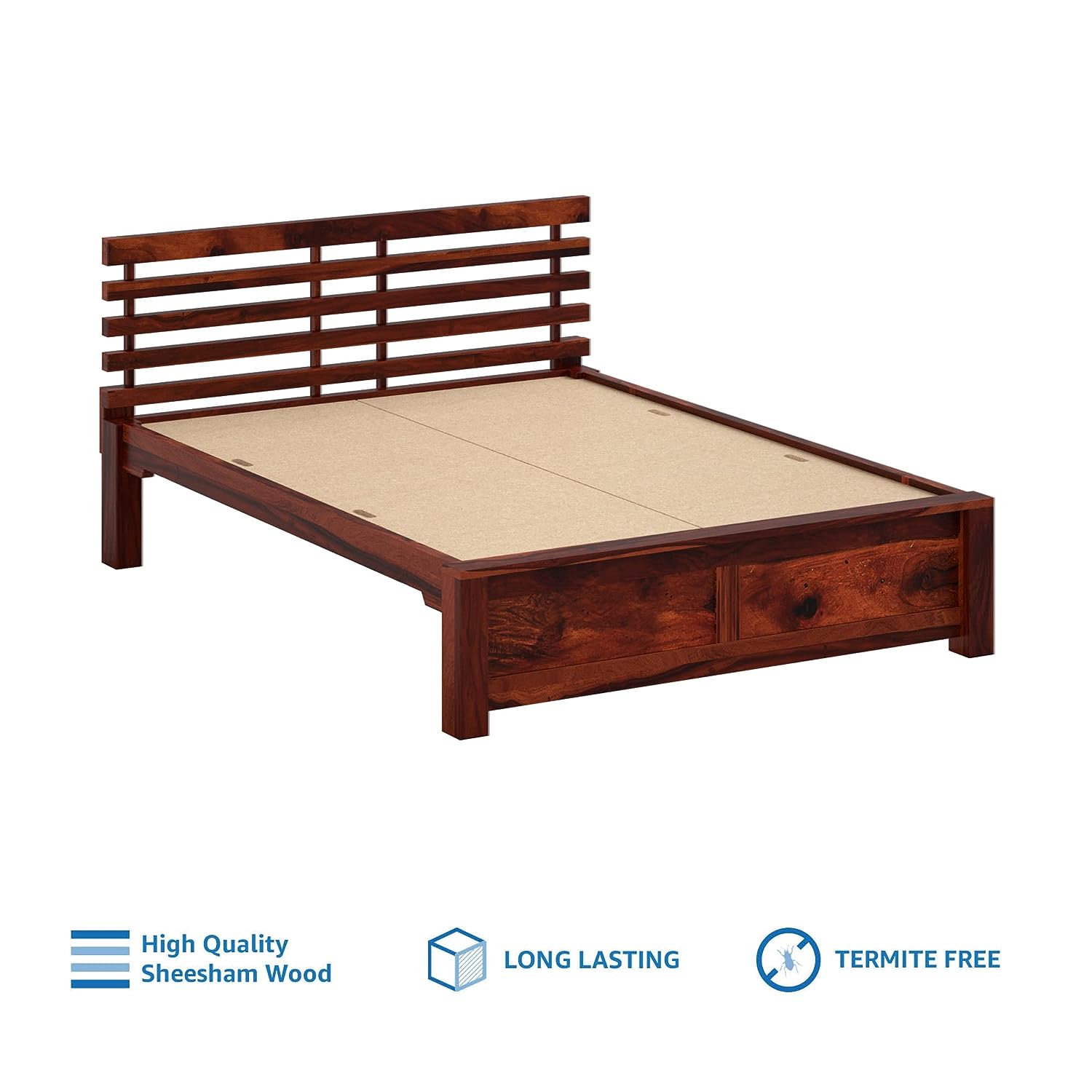 Penta Solid Wood Queen Size Non Storage Bed In Honey Oak Finish
