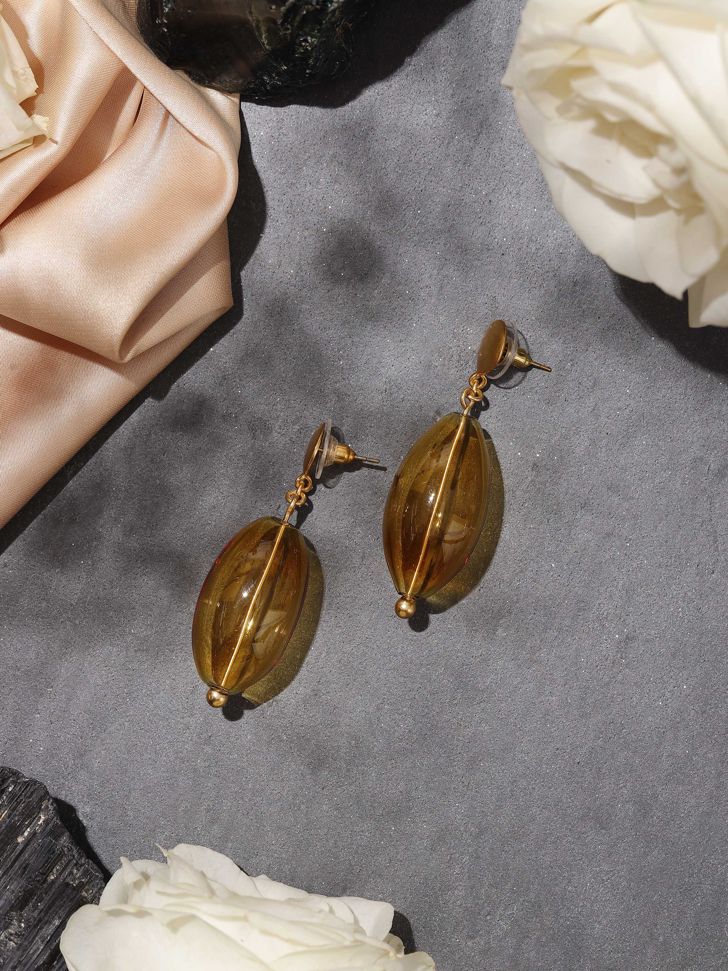 Silver Flame Glass Drop Earrings