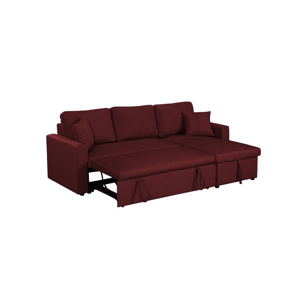 Doozy 3 Sofa cum Bed with Storage in Maroon Colour