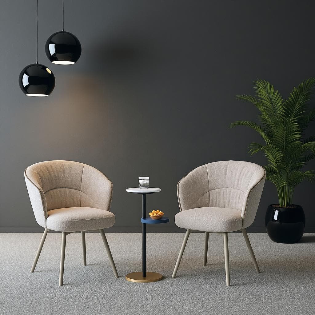 Calix Swivel Metal Dining Chair Set of 2 in Beige Fabric