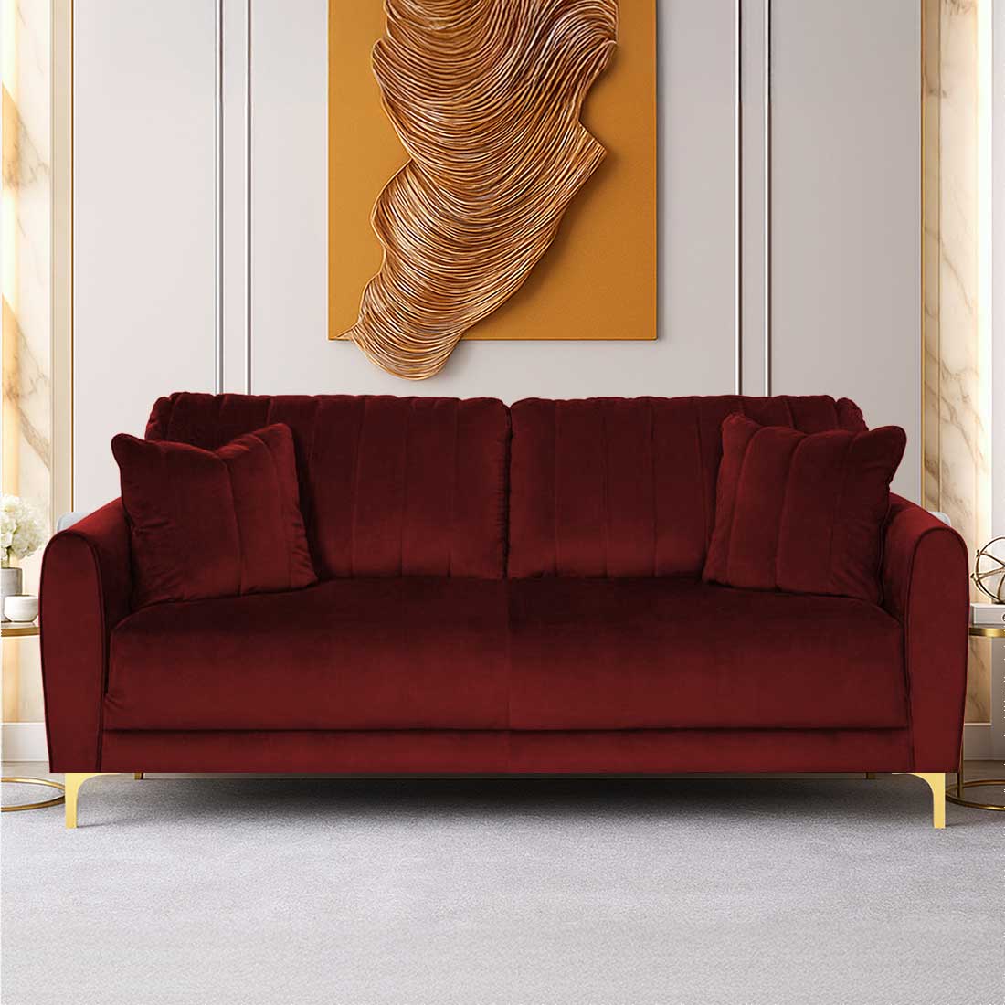 Angle Fabric Sofa (Maroon)