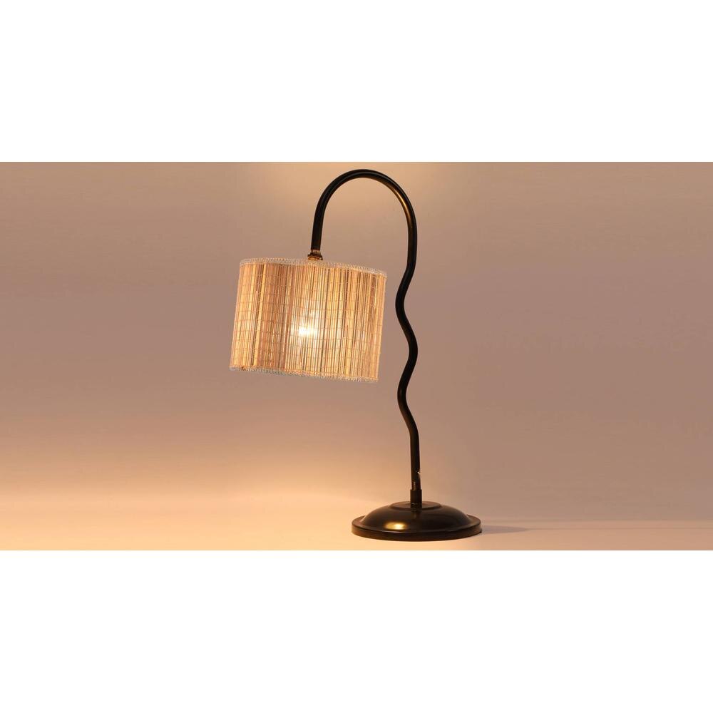 Round Bamboo Zig Zag Curvy Table lamp with Iron Base (SP22)