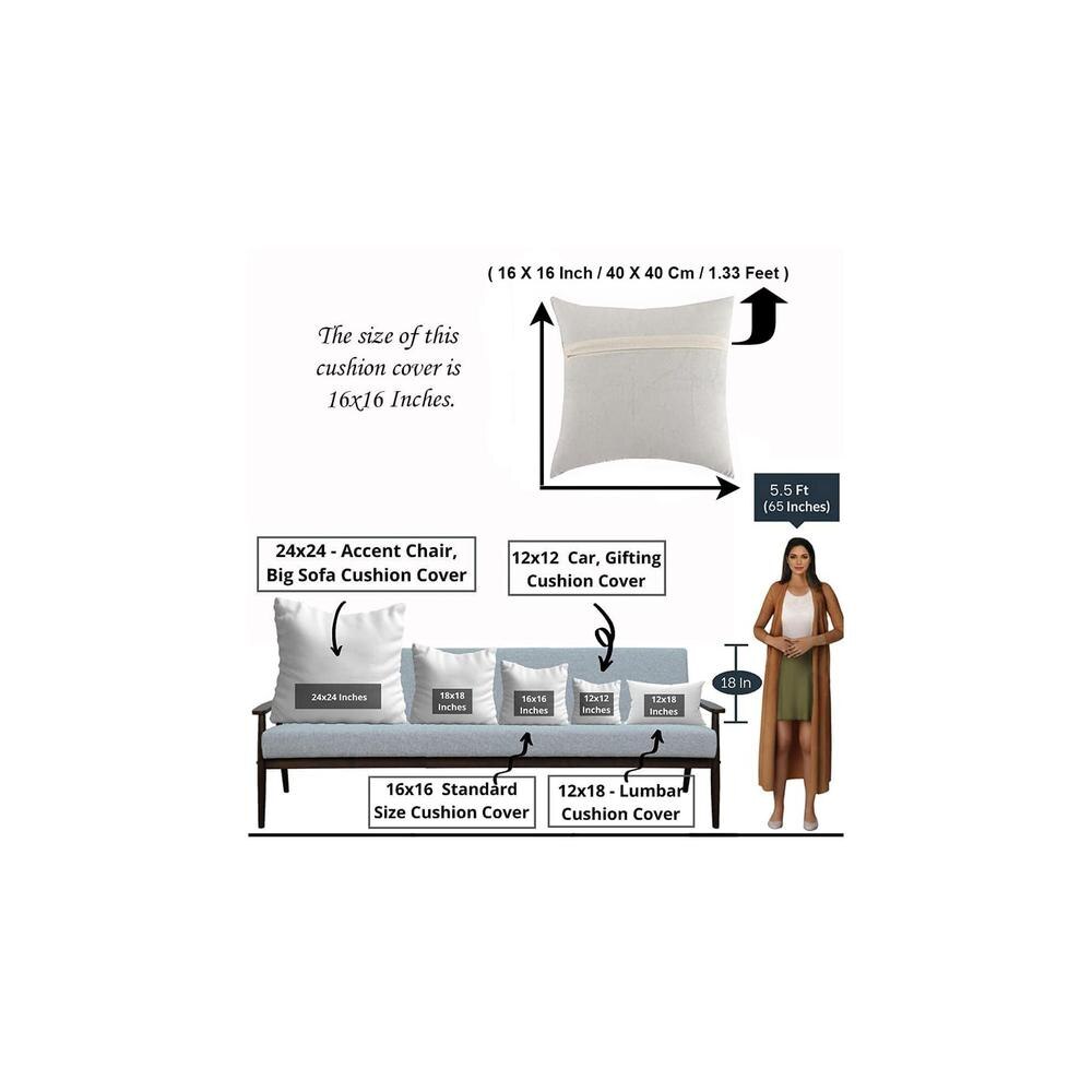 Acrylic Striped Cushion Cover with Lace Set of 2 (16 X 16 Inches)