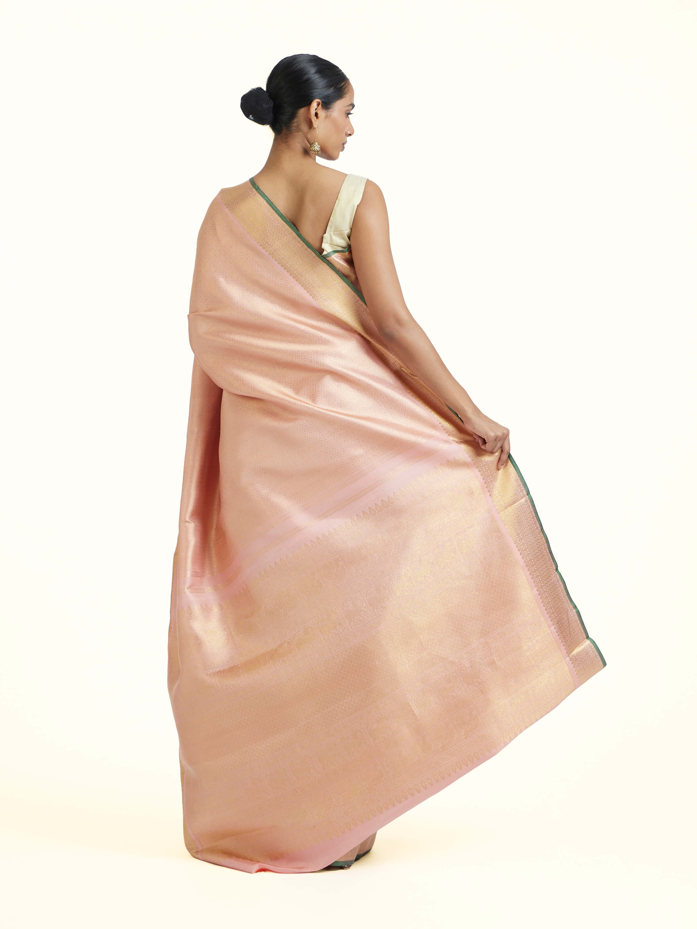 Light Pink Kancheepuram Silk Sari Zar Saree