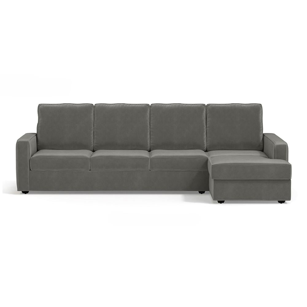 Apollo Compact Sofa (Colour : Ash Grey Velvet, Cushion : Hard, Back Type : High Back, Seating Capacity : Right Aligned 3 Seater + Right Aligned Chaise)