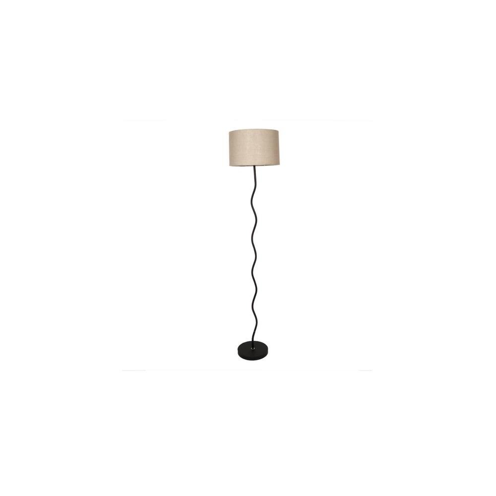 West Grey Jute Floor Lamp with Solid Wood