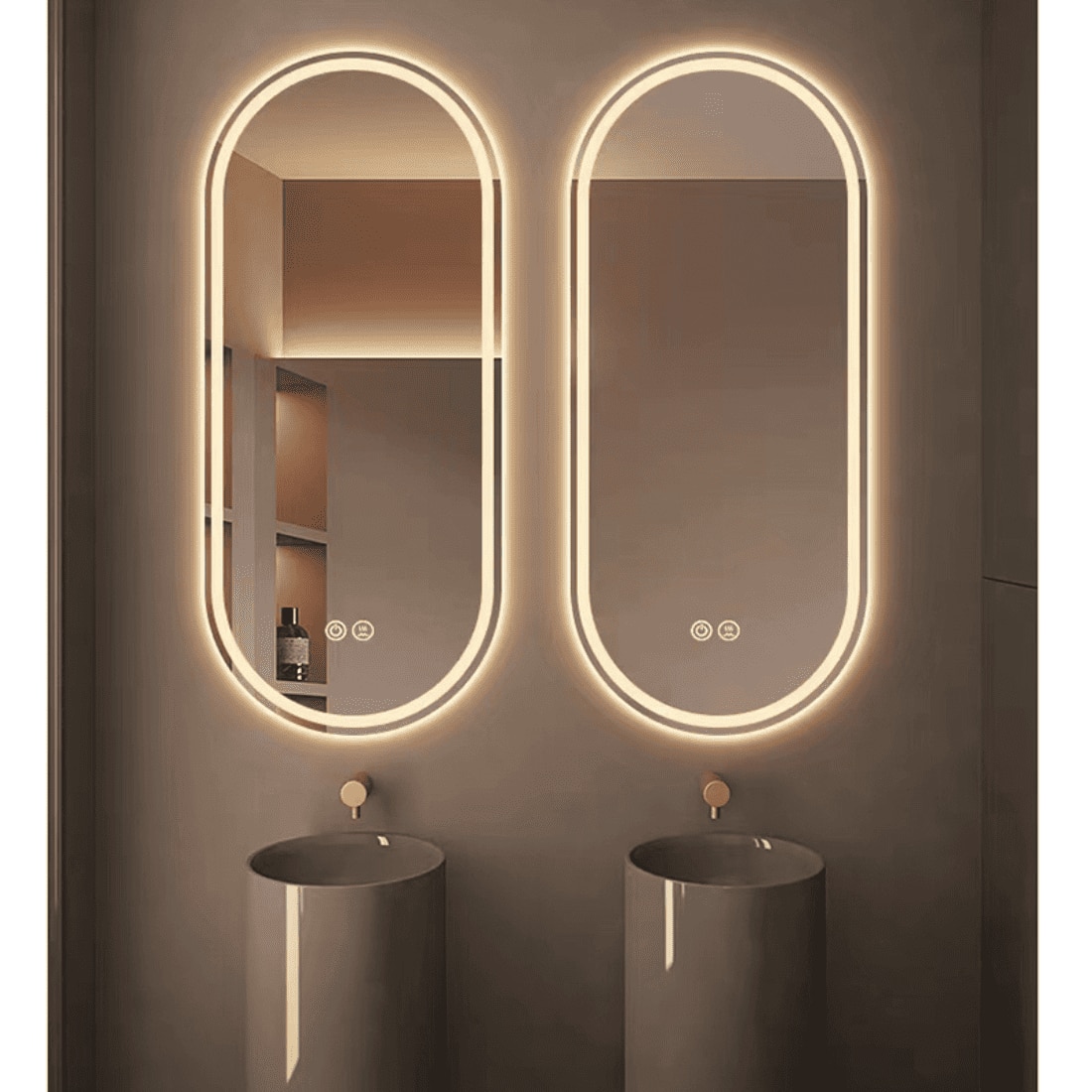 Oblong LED Mirror with Backlit Edge for Modern